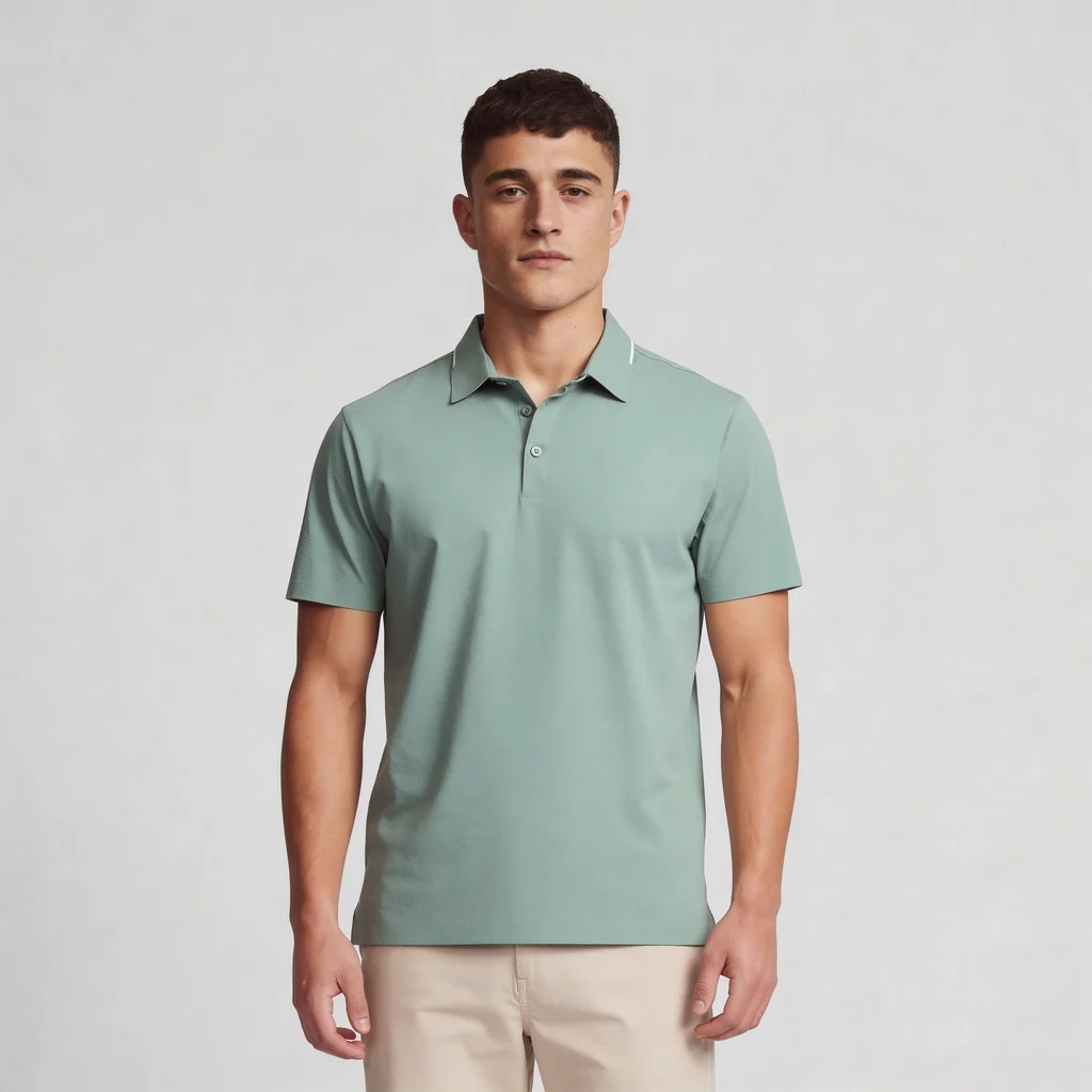 Knitted Solid Air Polo T-Shirt - Image 7