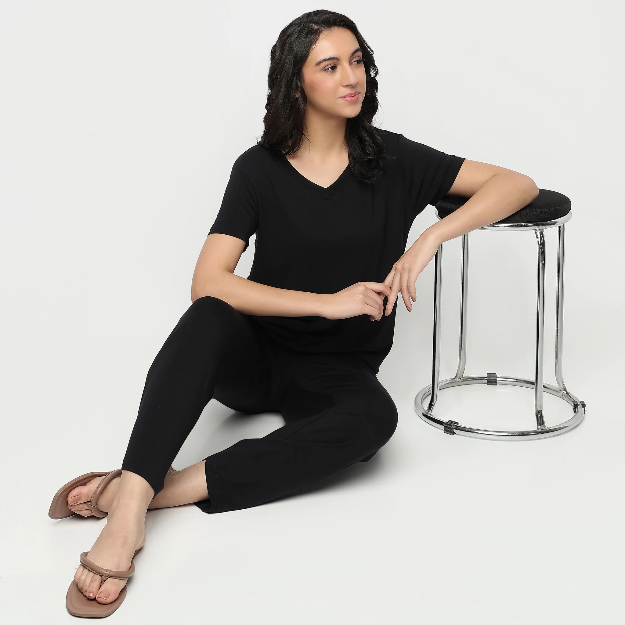 Knitted Solid Lounge T-Shirt