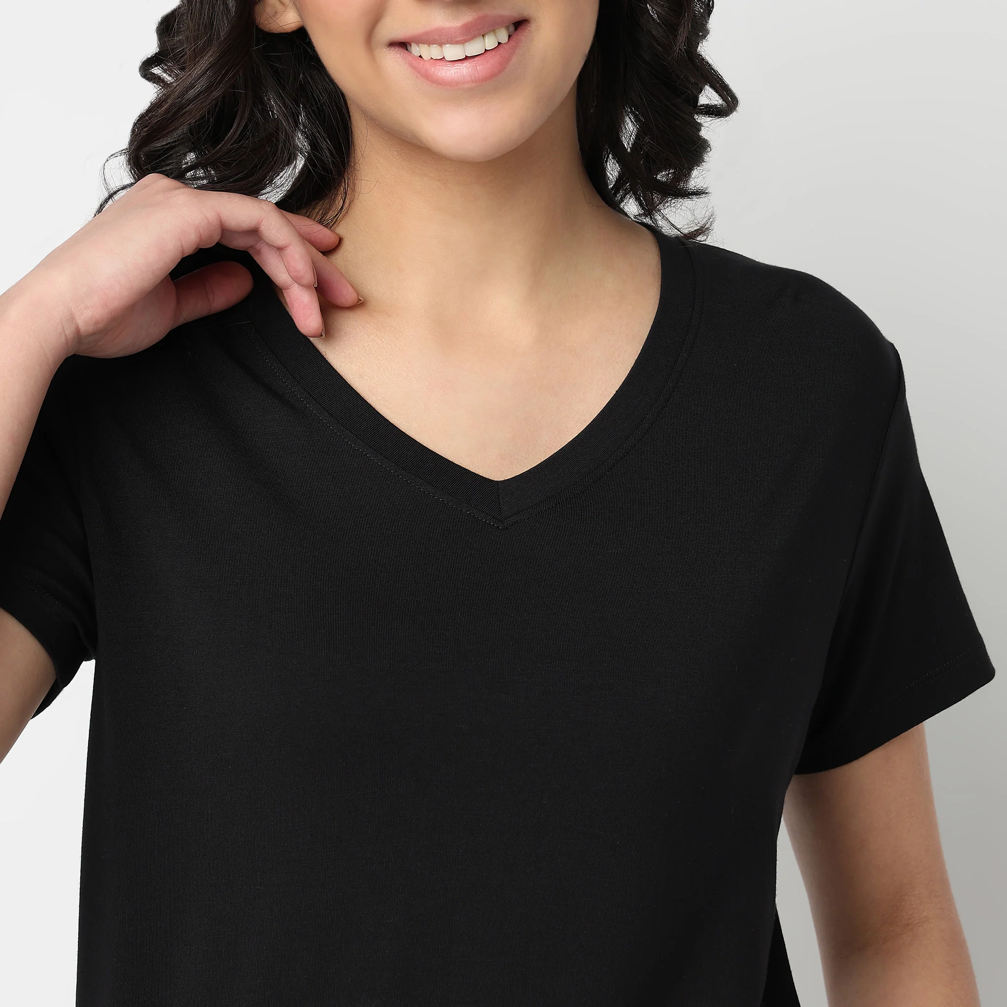 Knitted Solid Lounge T-Shirt - Image 4