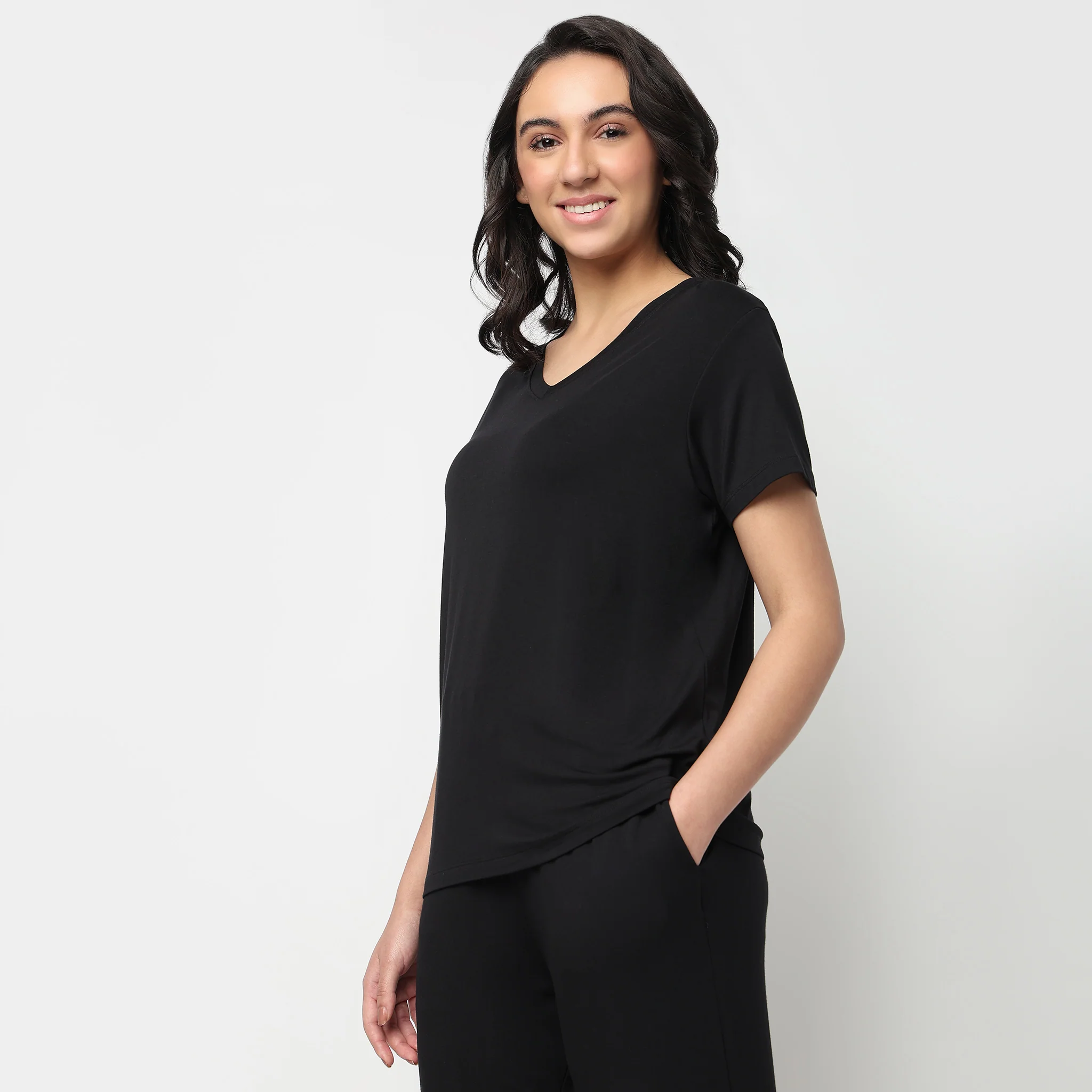 Knitted Solid Lounge T-Shirt - Image 5