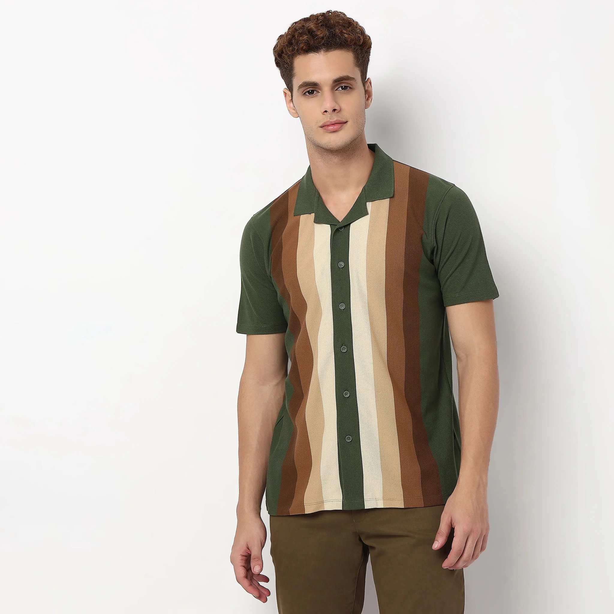 Striped University Cuban Shirt - Image 2