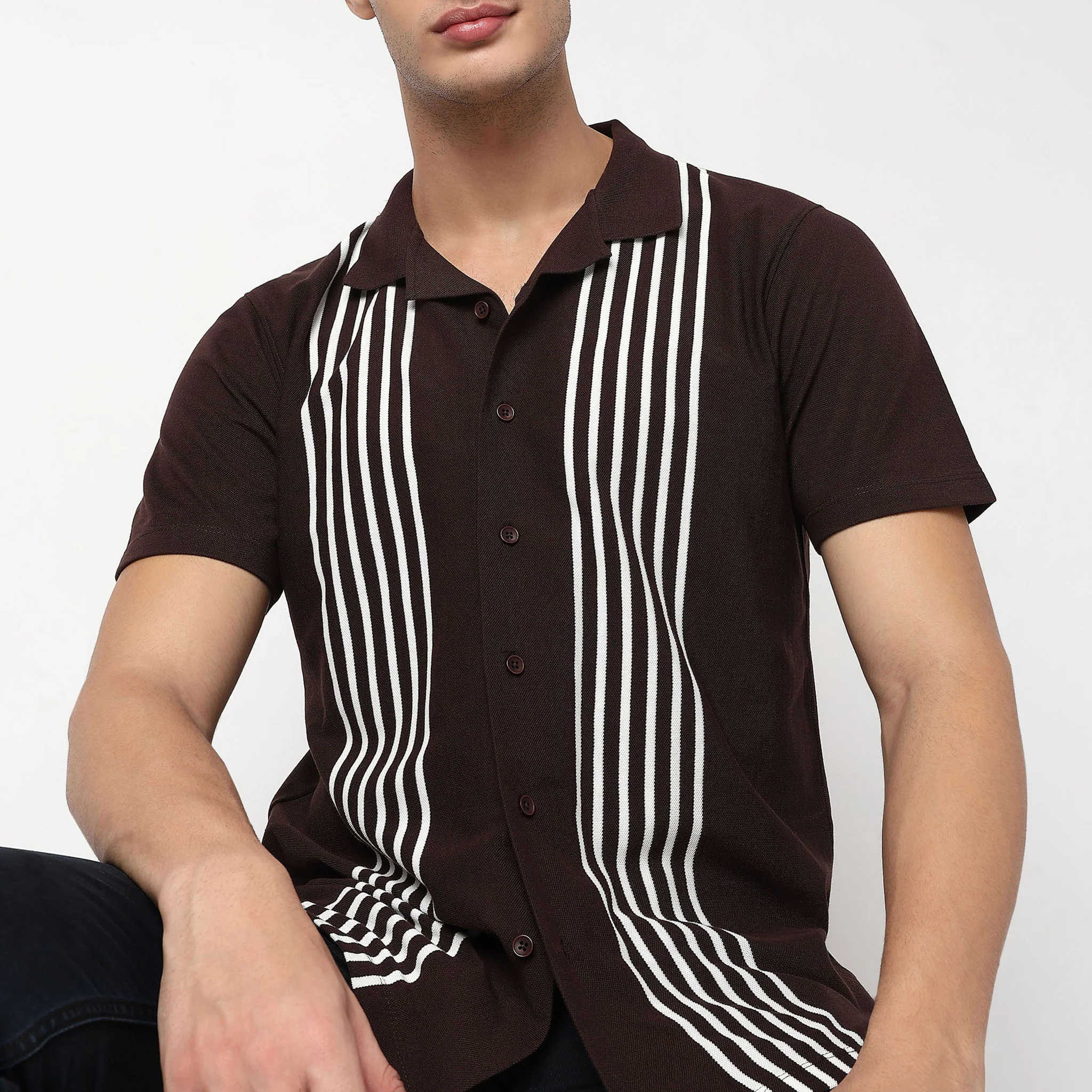 Striped University Cuban Shirt - Image 4