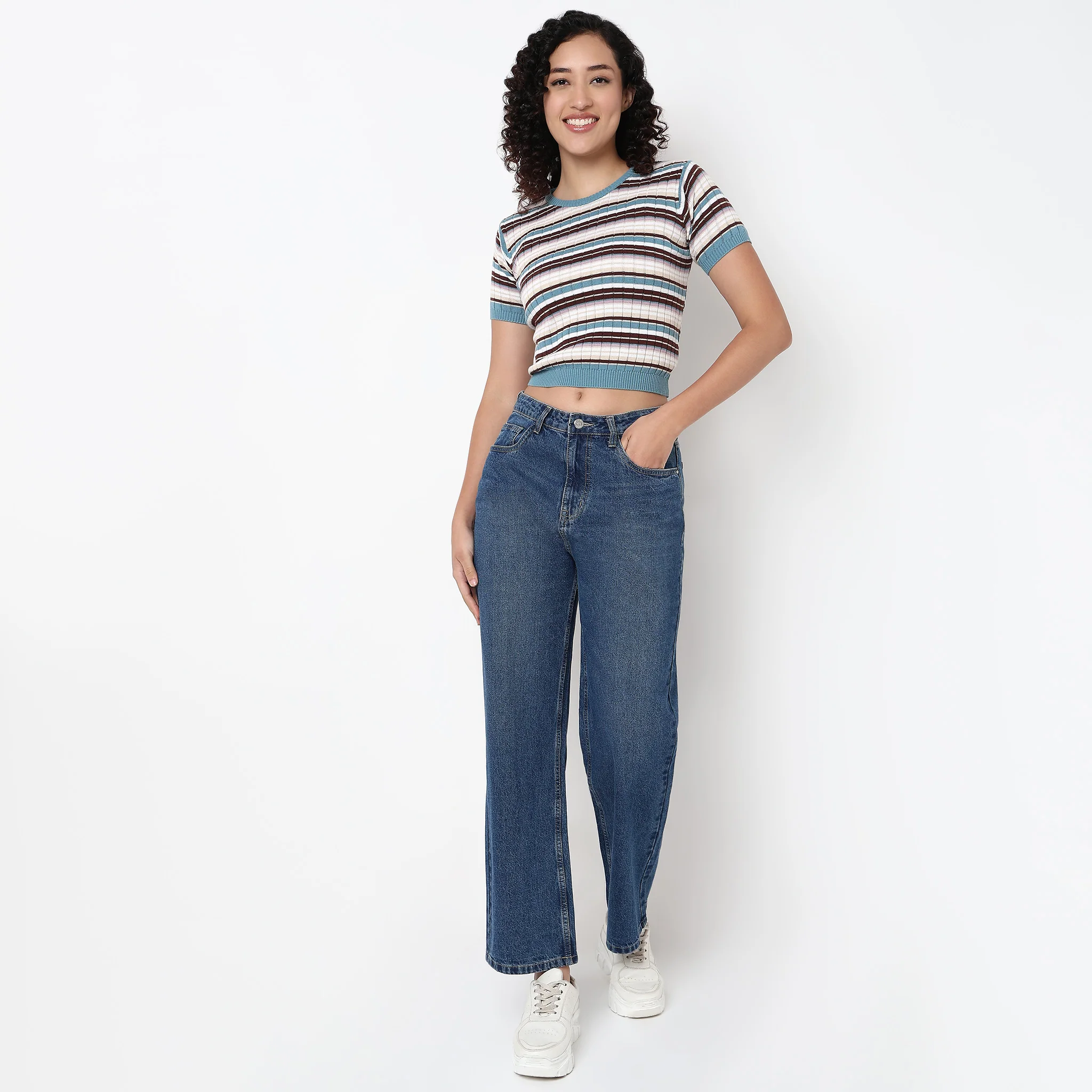 Striped Cropped T-Shirt - Image 2