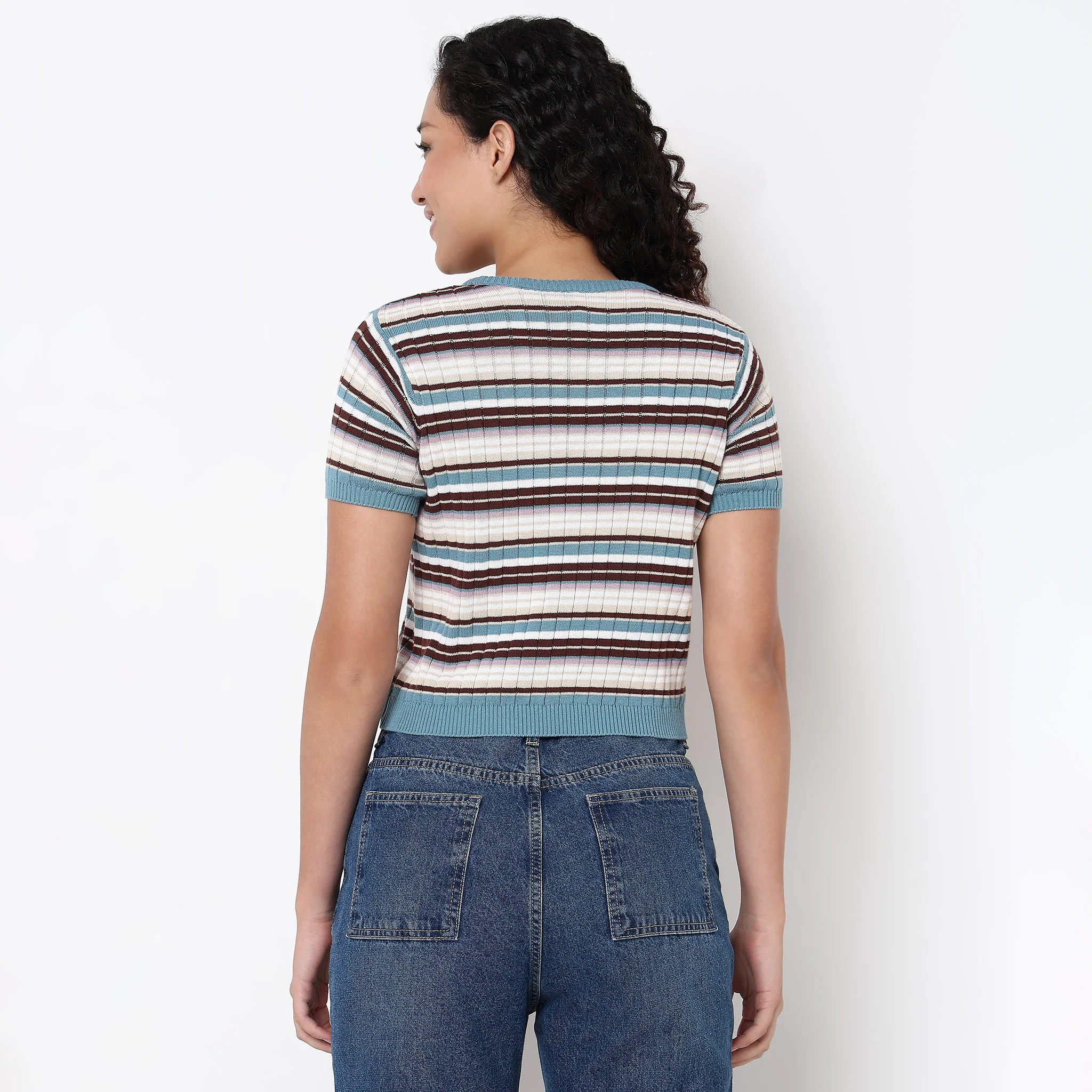Striped Cropped T-Shirt - Image 3