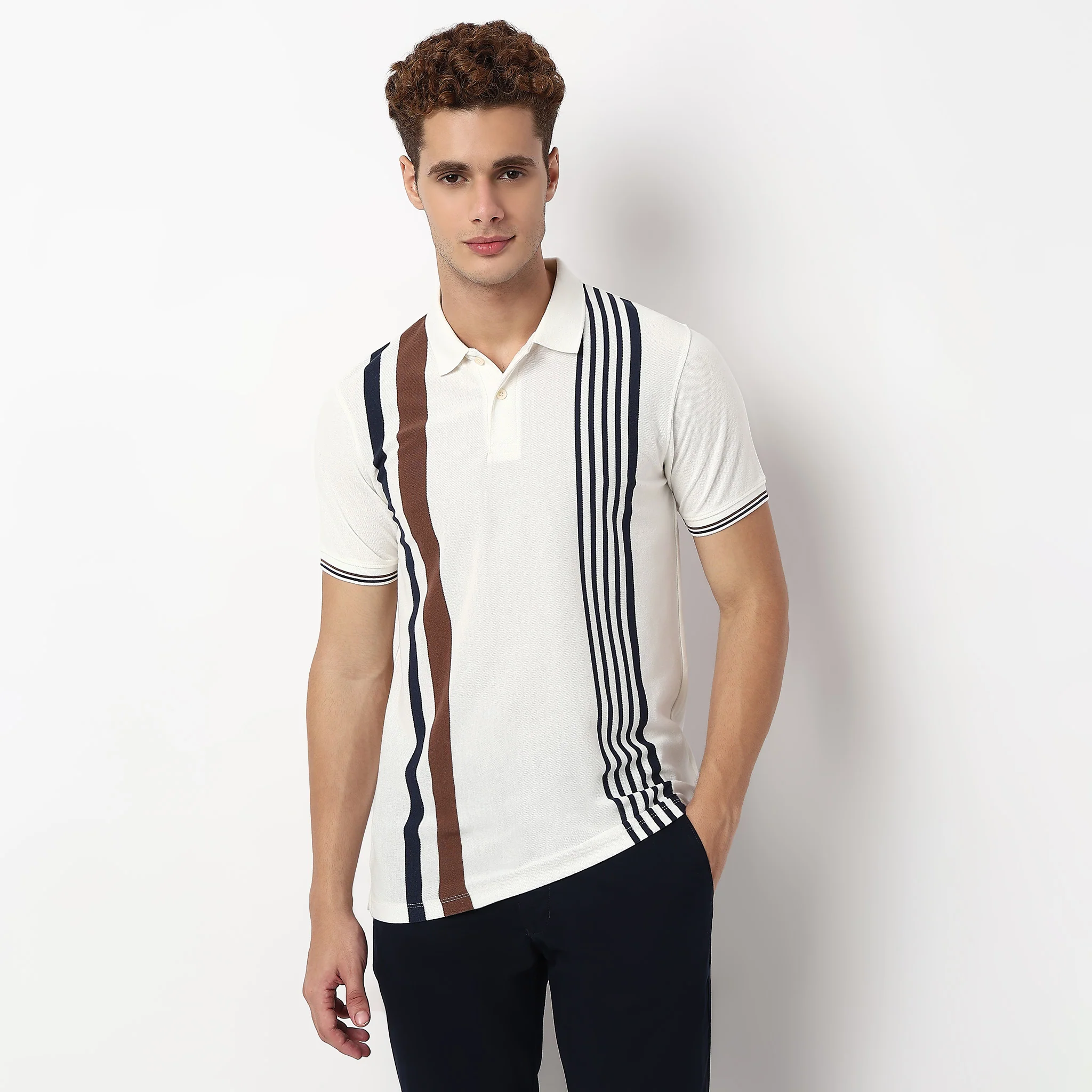 Striped University Polo T-Shirt - Image 2