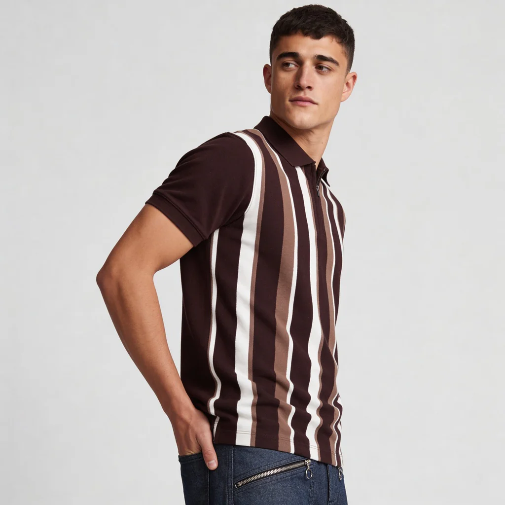 Knitted Striped University Polo T-Shirt - Image 5