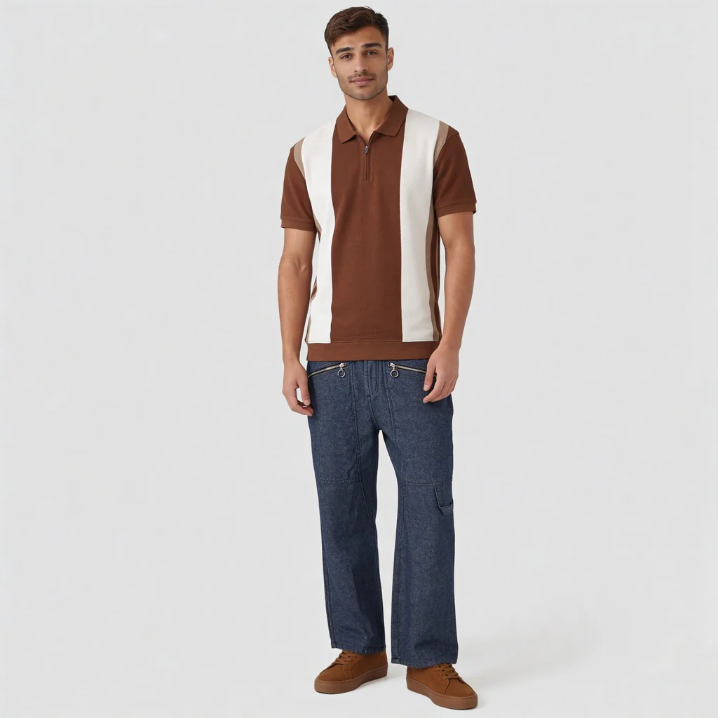 Knitted Striped University Polo T-Shirt