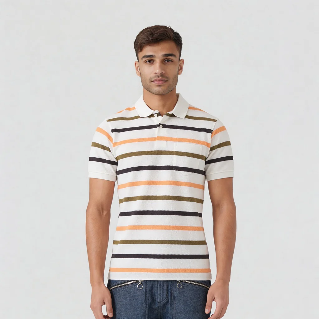 Knitted Striped Weekend Polo T-Shirt - Image 2