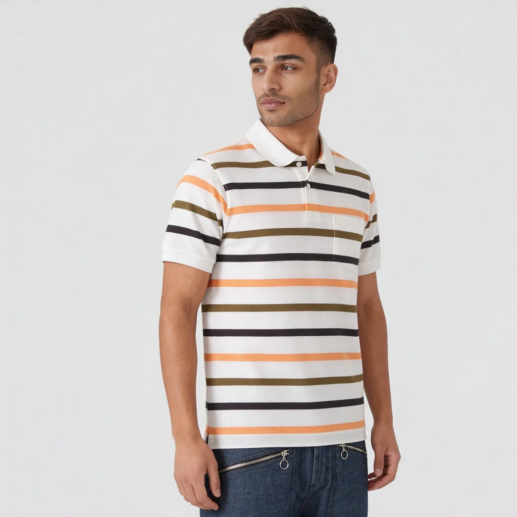 Knitted Striped Weekend Polo T-Shirt - Image 5