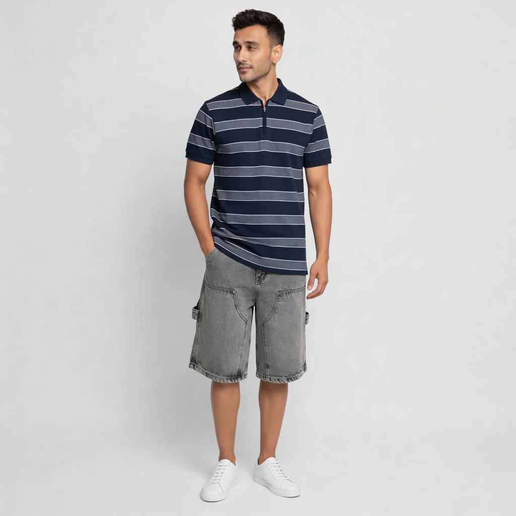 Knitted Striped Weekend Polo T-Shirt