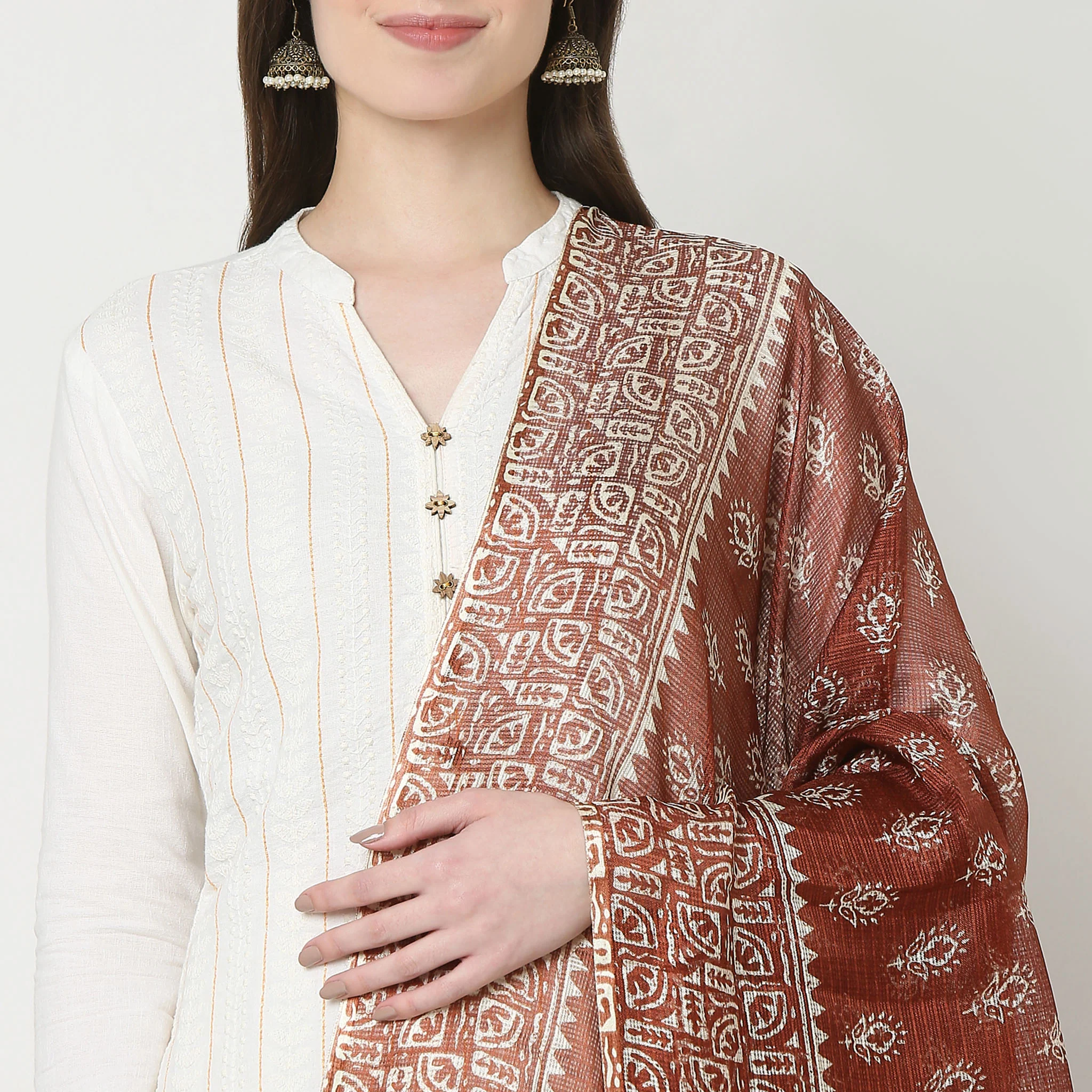 Kota Doria Printed Dupatta - Image 3