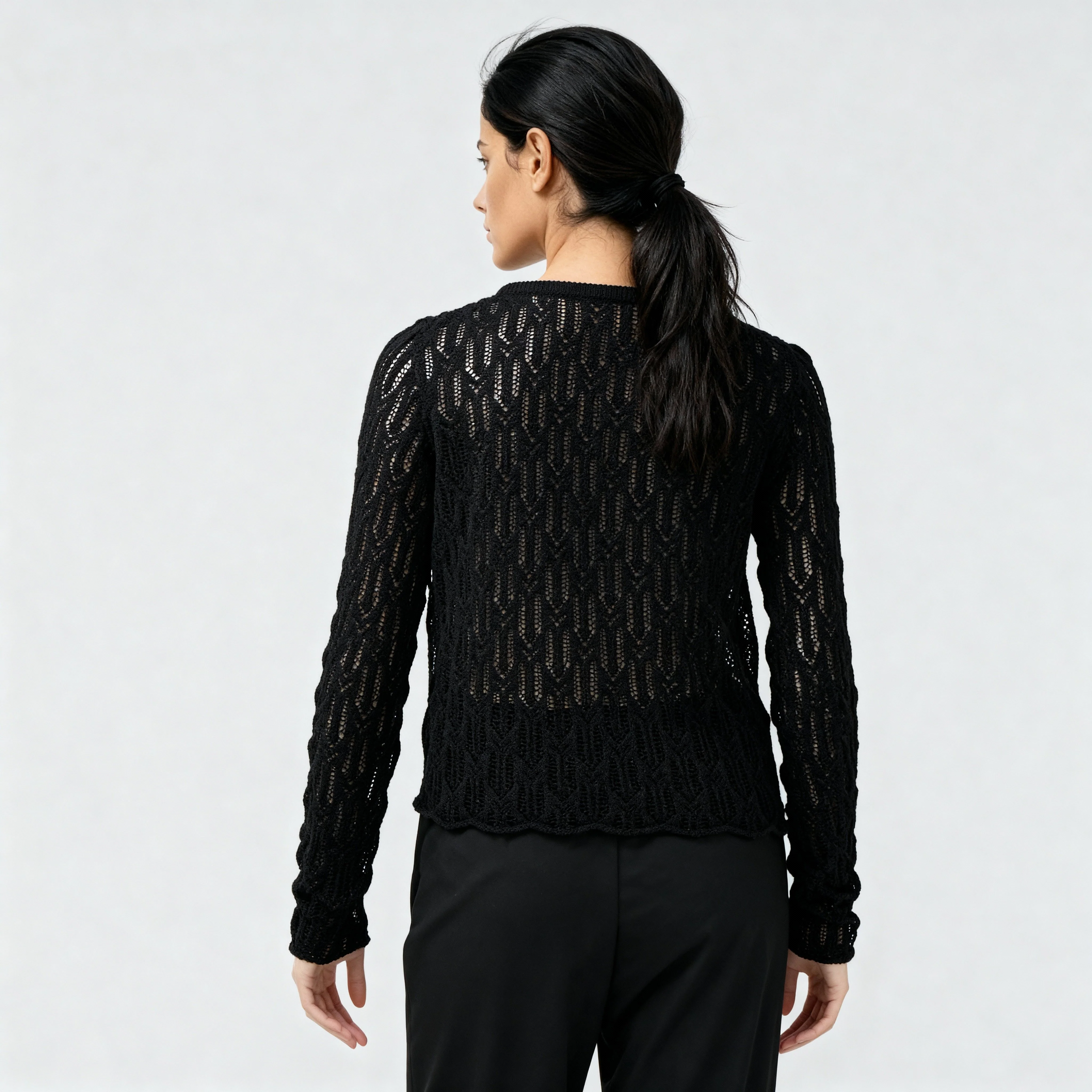 Lace Cotton Flat Knit Top - Image 3