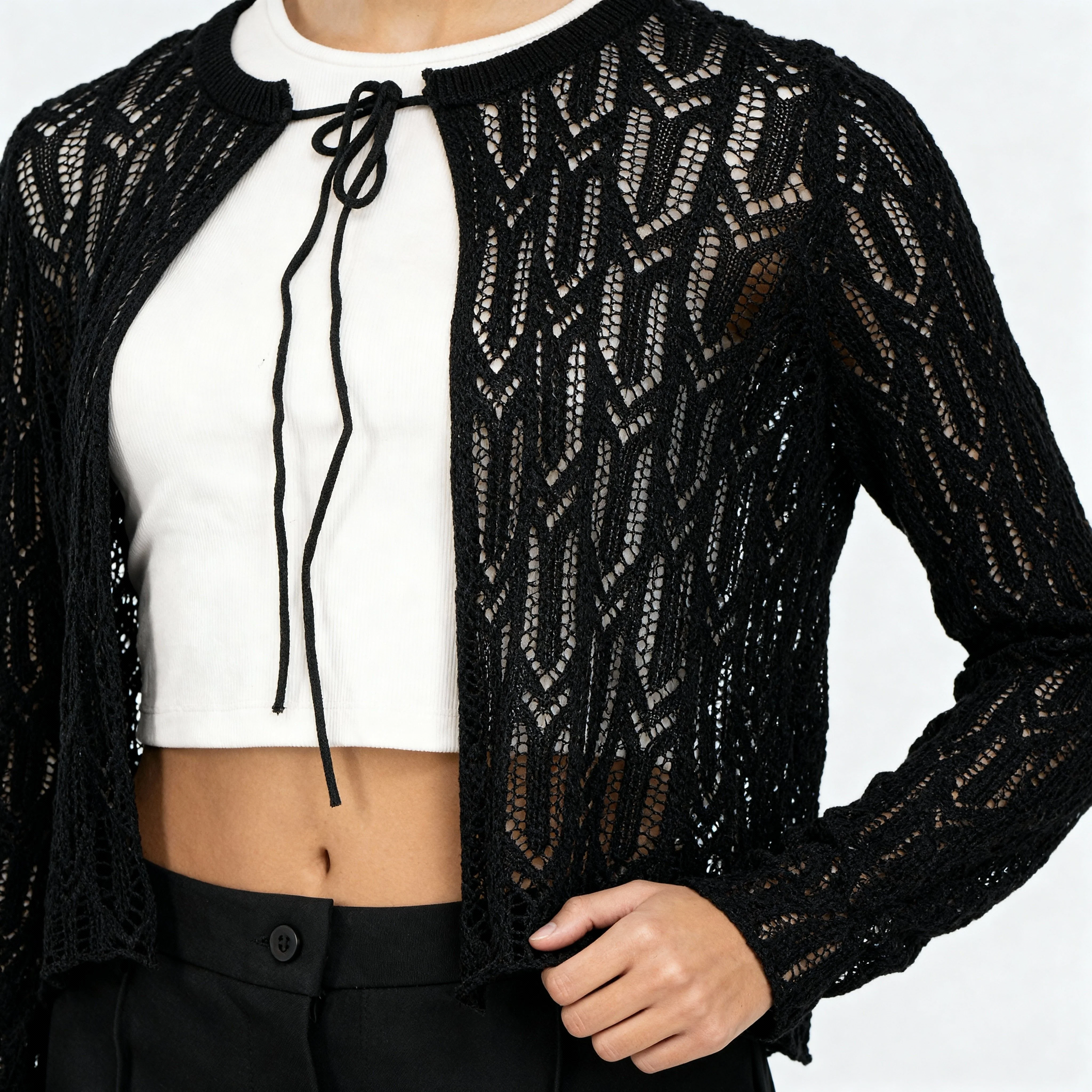 Lace Cotton Flat Knit Top - Image 4