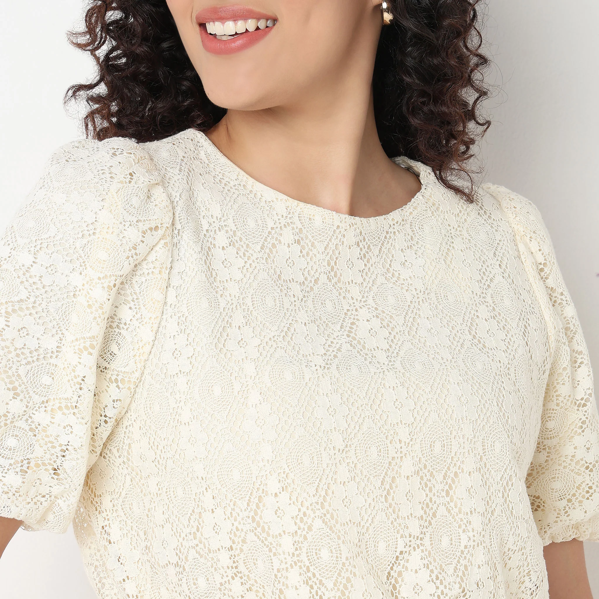 Lace Puff Sleeve Top - Image 4