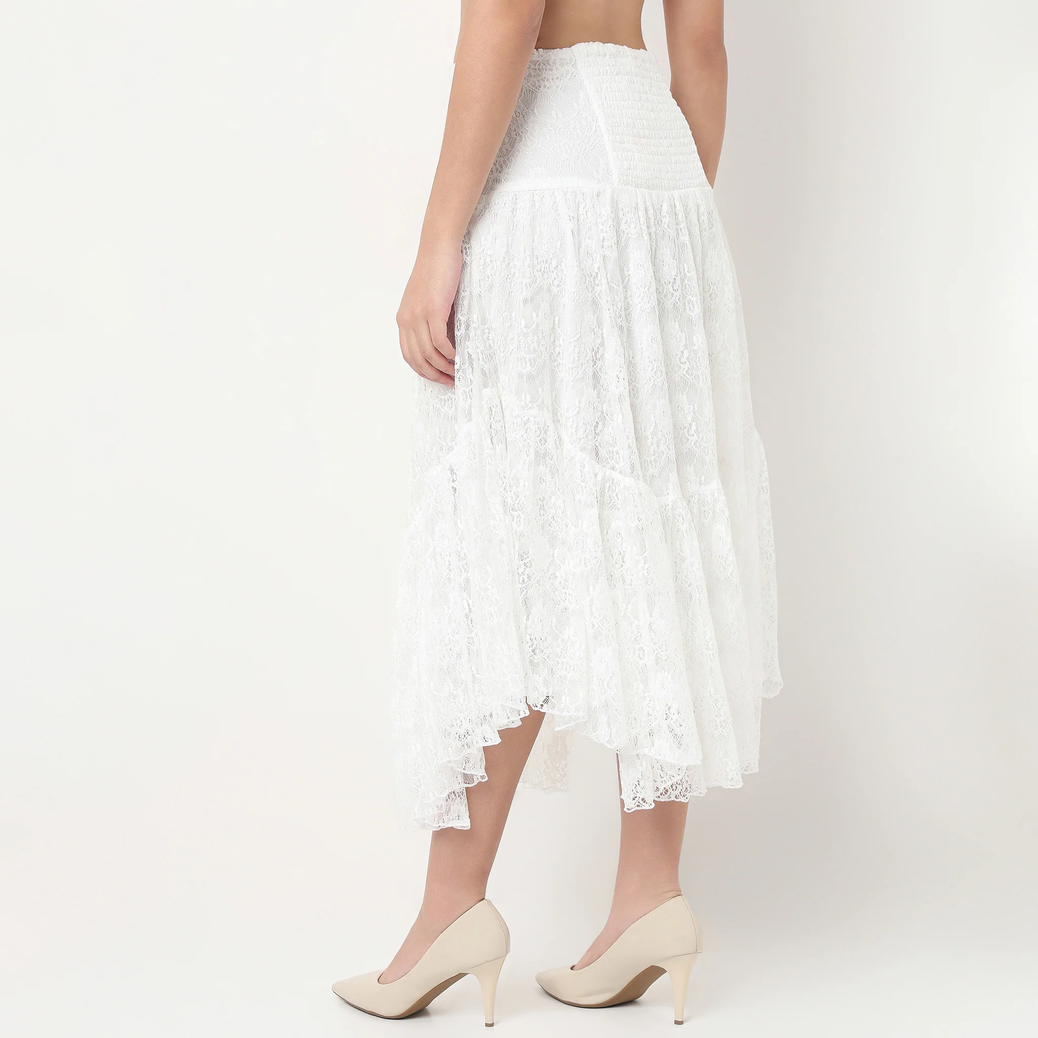 Laced High Rise Calf Length Flared Skirt - Image 3