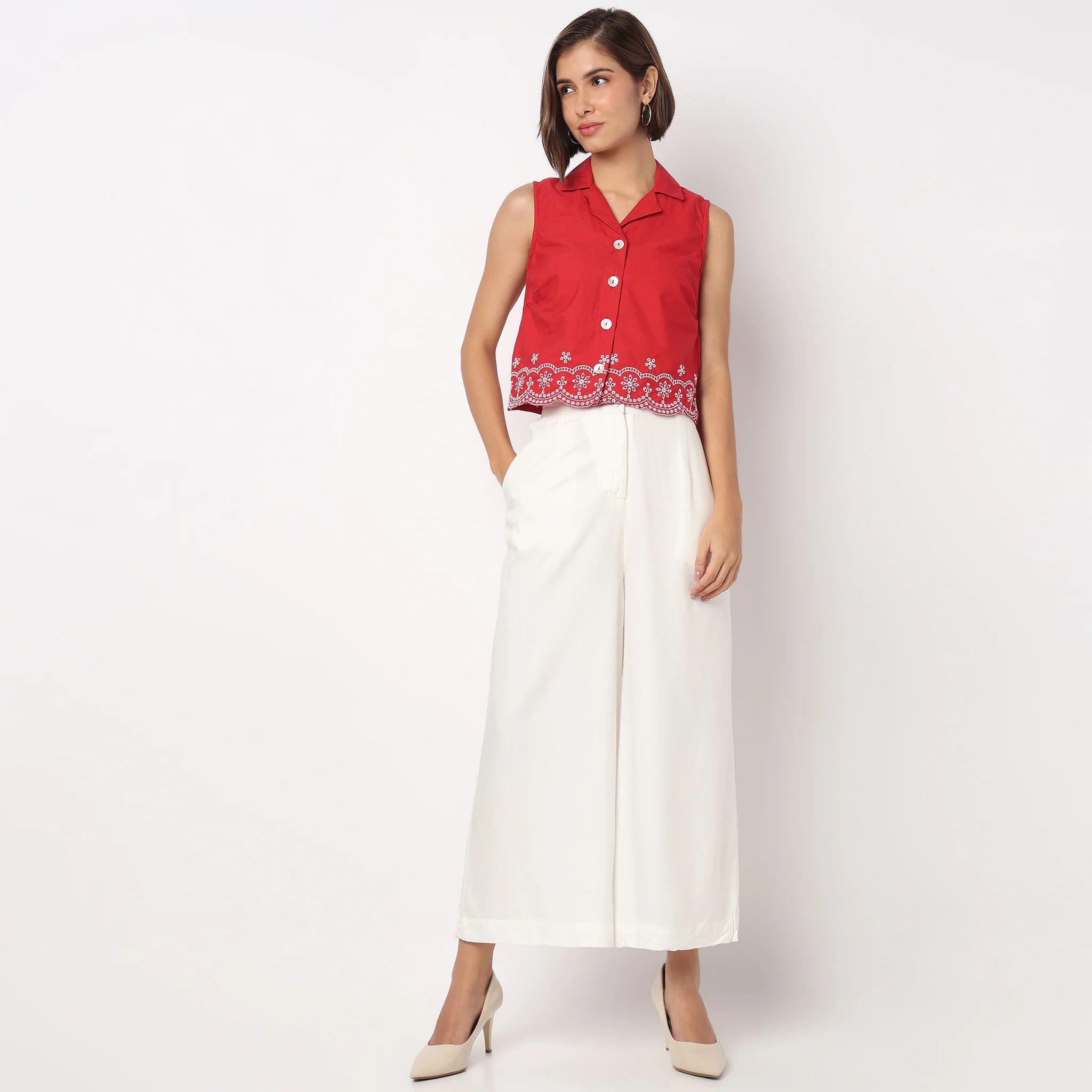 Lapel Collar Crop Top