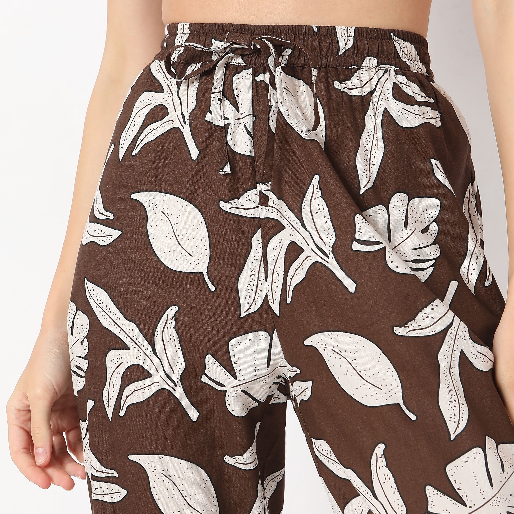 Lapel Collar Floral Shirt With Pyjama Sleepwear Set - Image 7