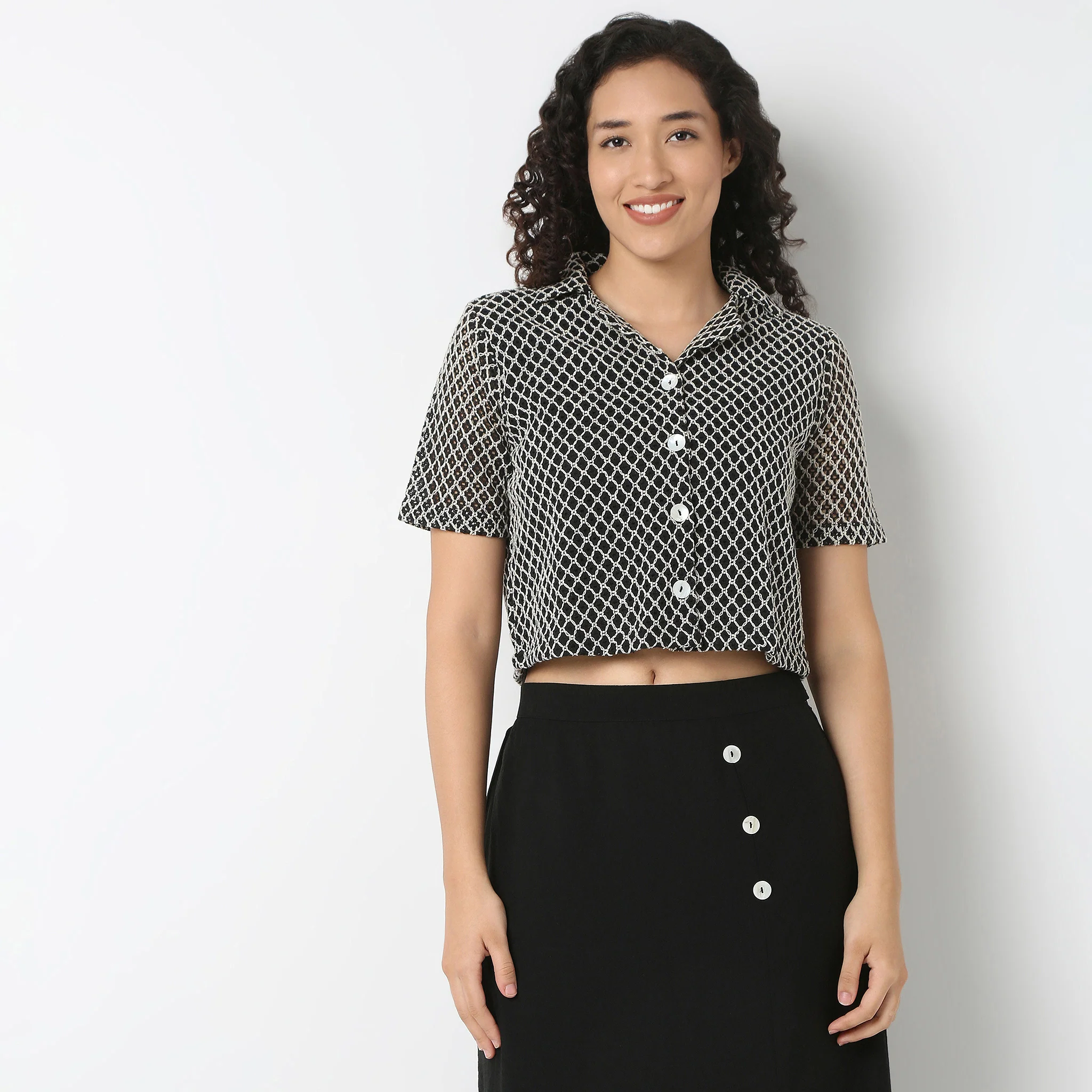 Lapel Collar Lace Shirt - Image 2