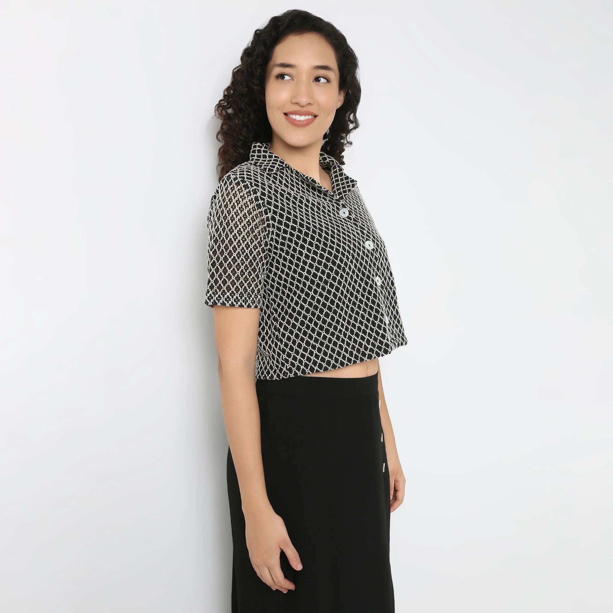 Lapel Collar Lace Shirt - Image 5