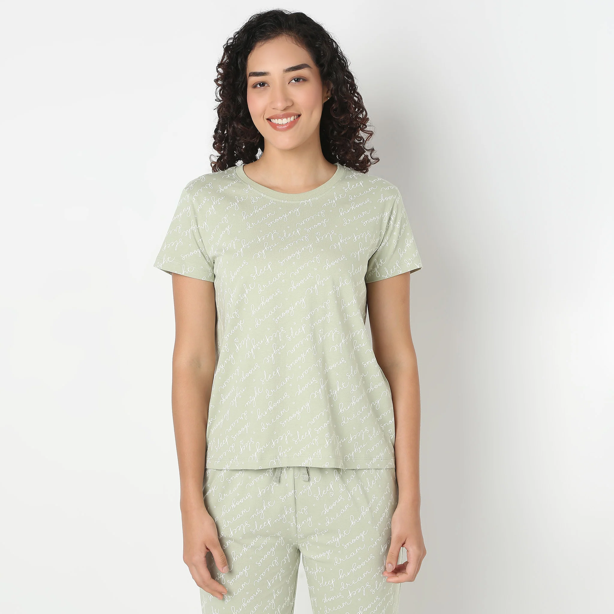 Loungewear Text Print T-Shirt - Image 2