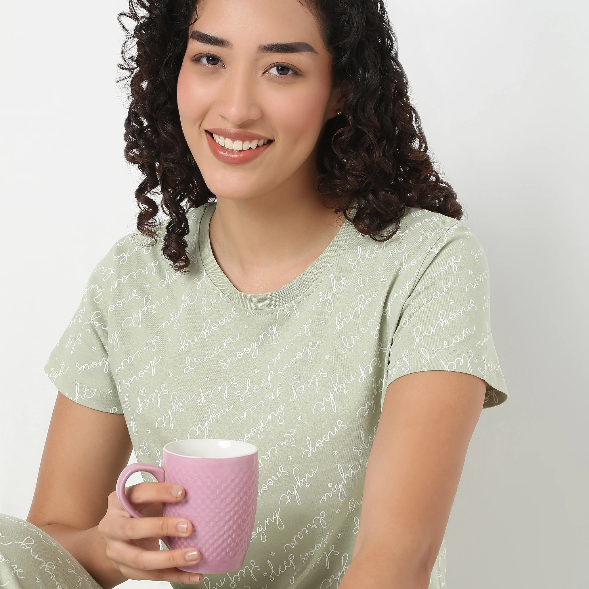 Loungewear Text Print T-Shirt - Image 4