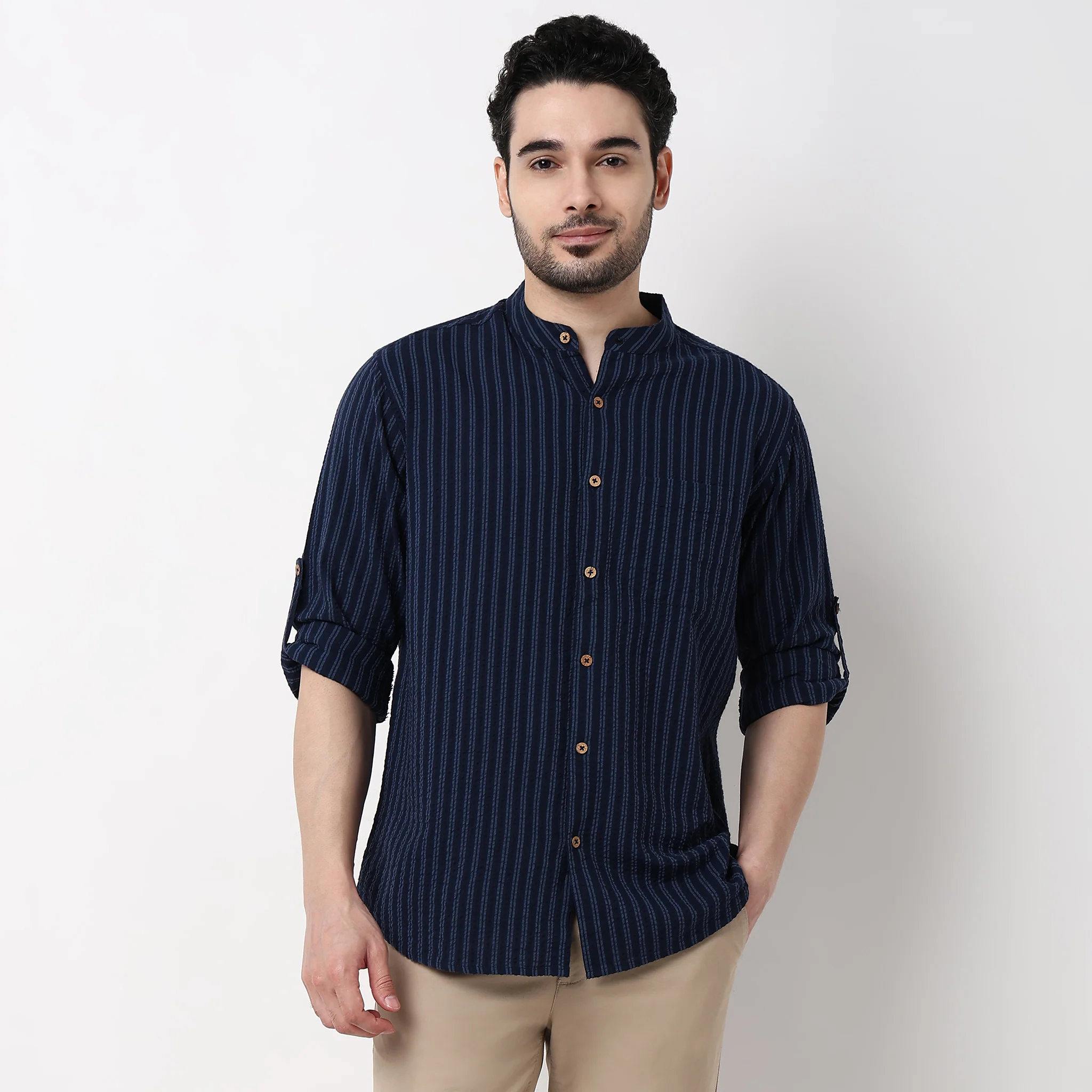 Mandarin Stripes Shirt - Image 2