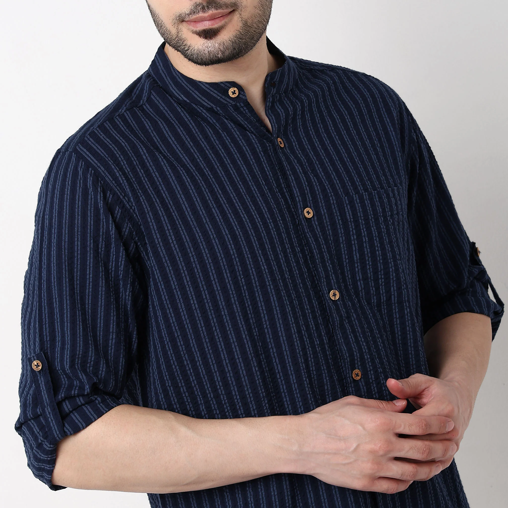 Mandarin Stripes Shirt - Image 4