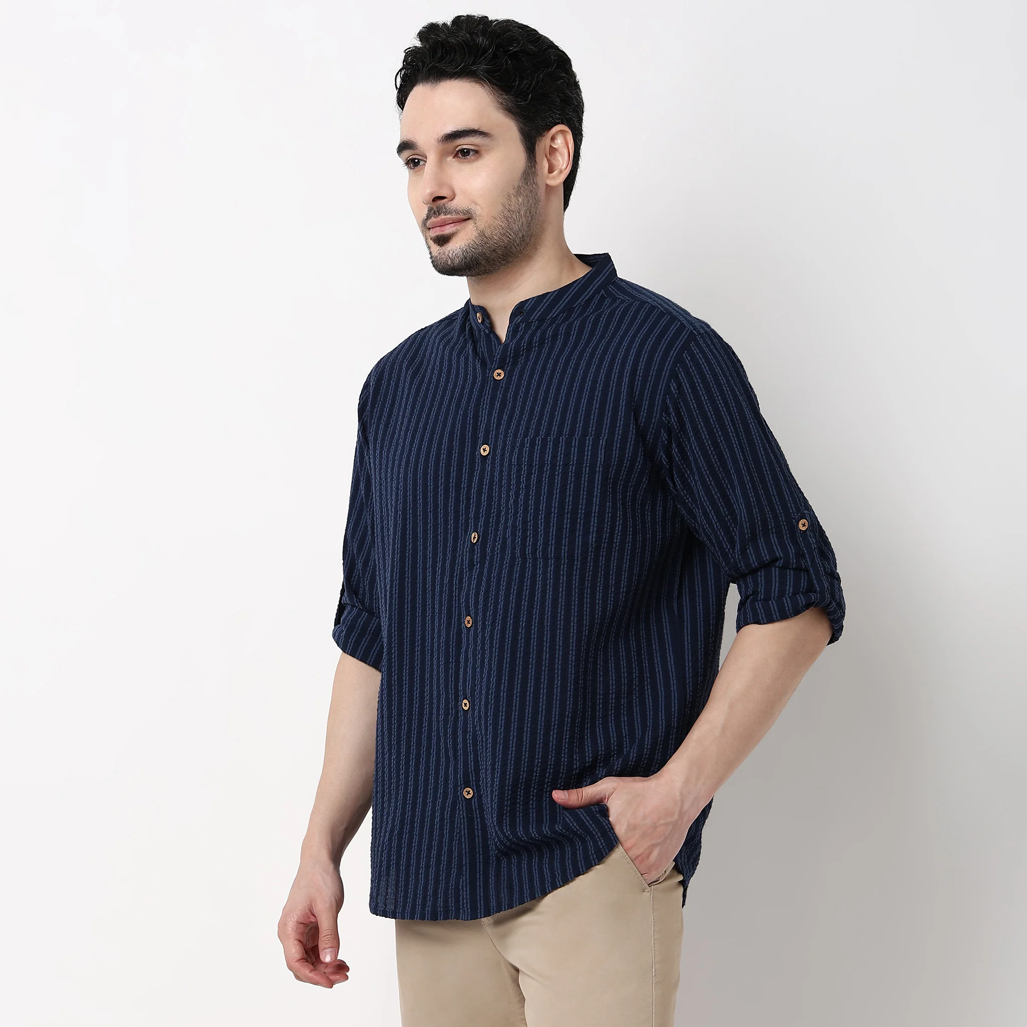 Mandarin Stripes Shirt - Image 5