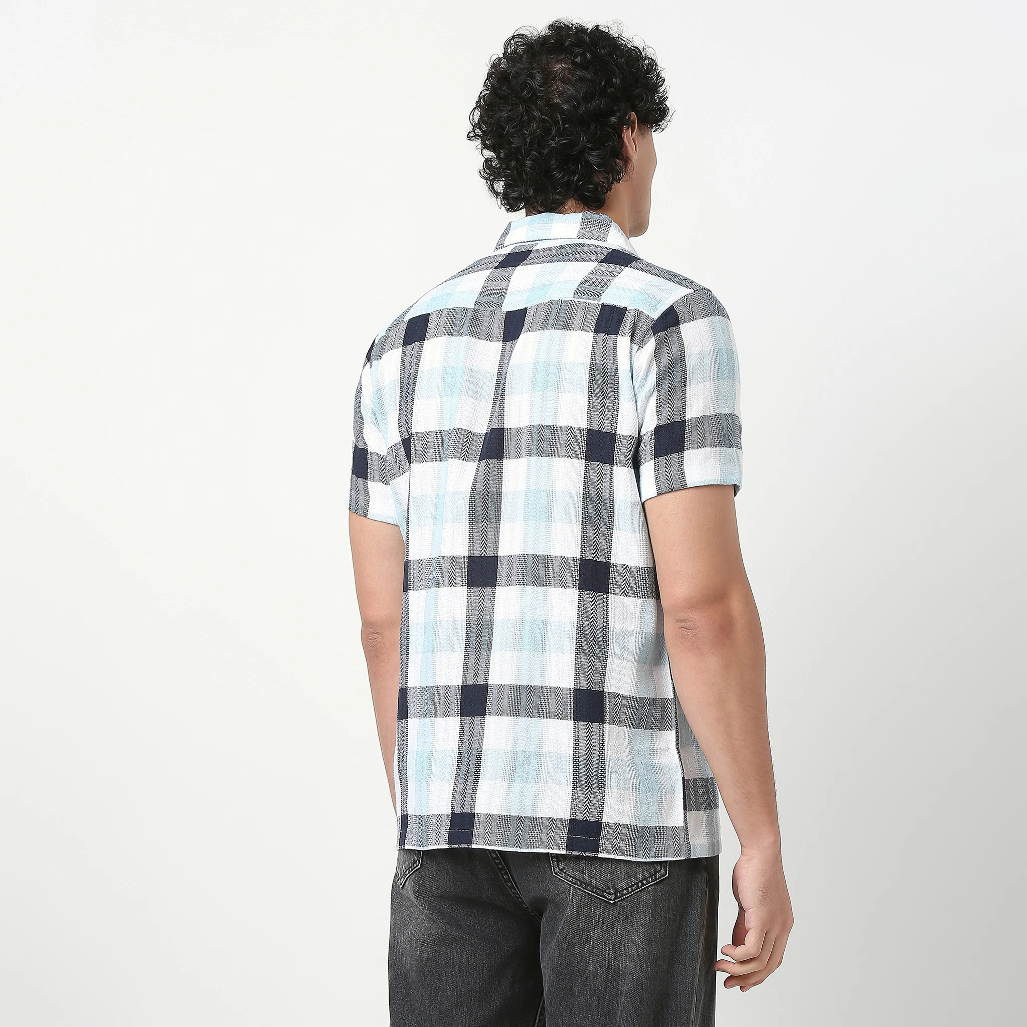 Mens Checkered Cuban Shirt - Image 3