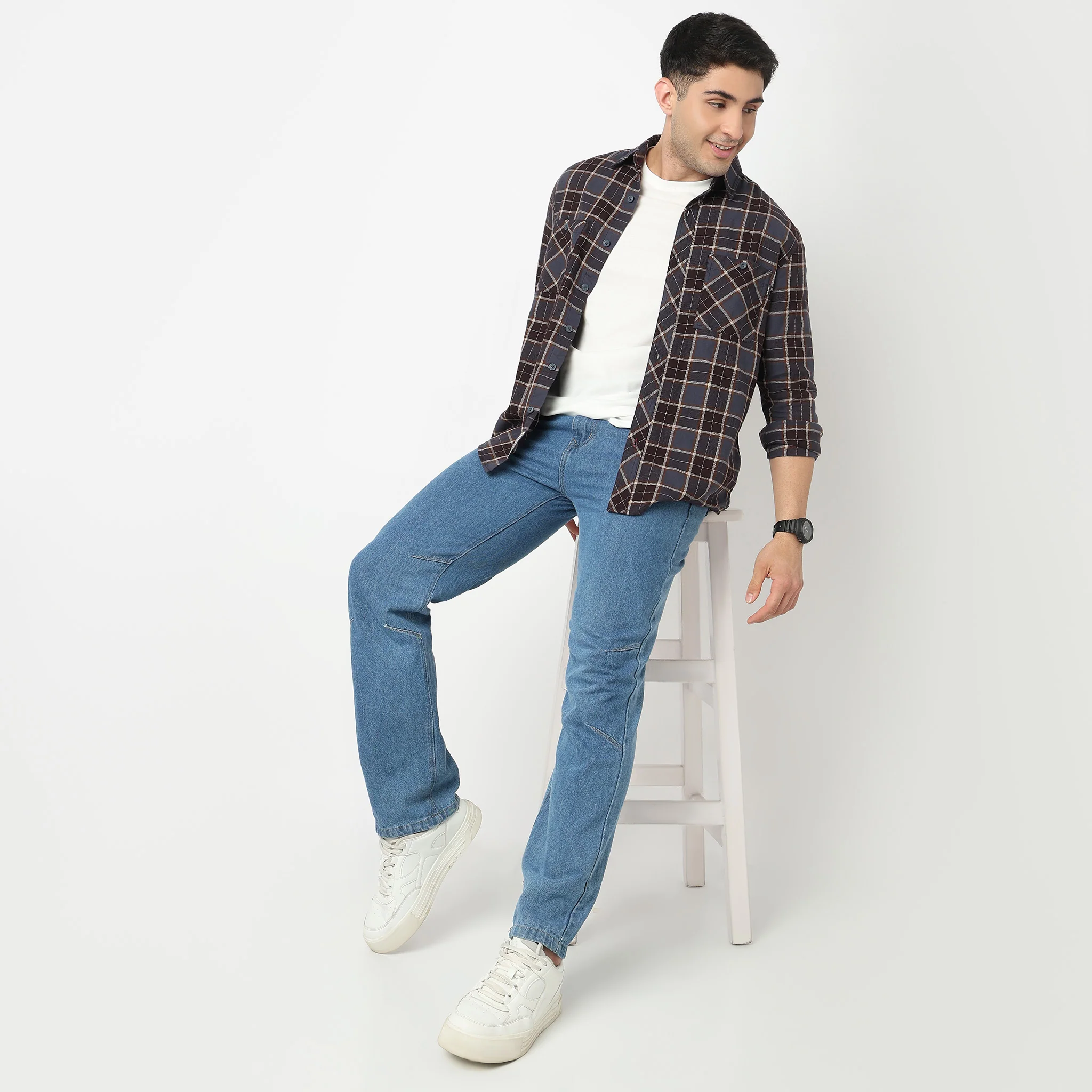 Mens Double Pocket Check Shirt