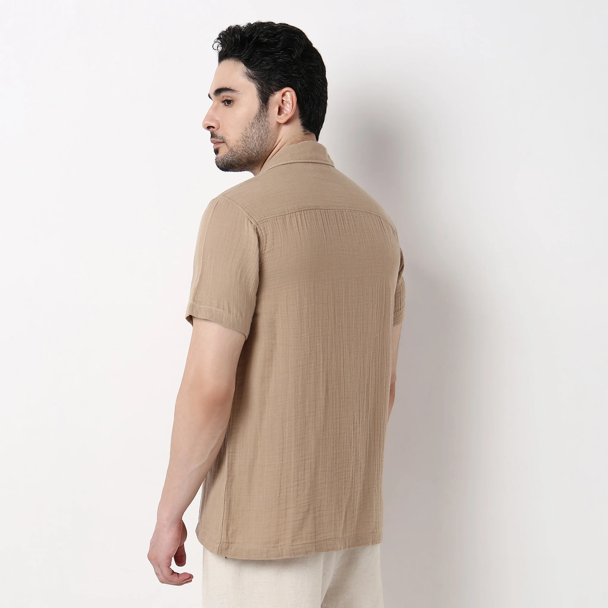 Mens Solid Cuban Shirt - Image 3