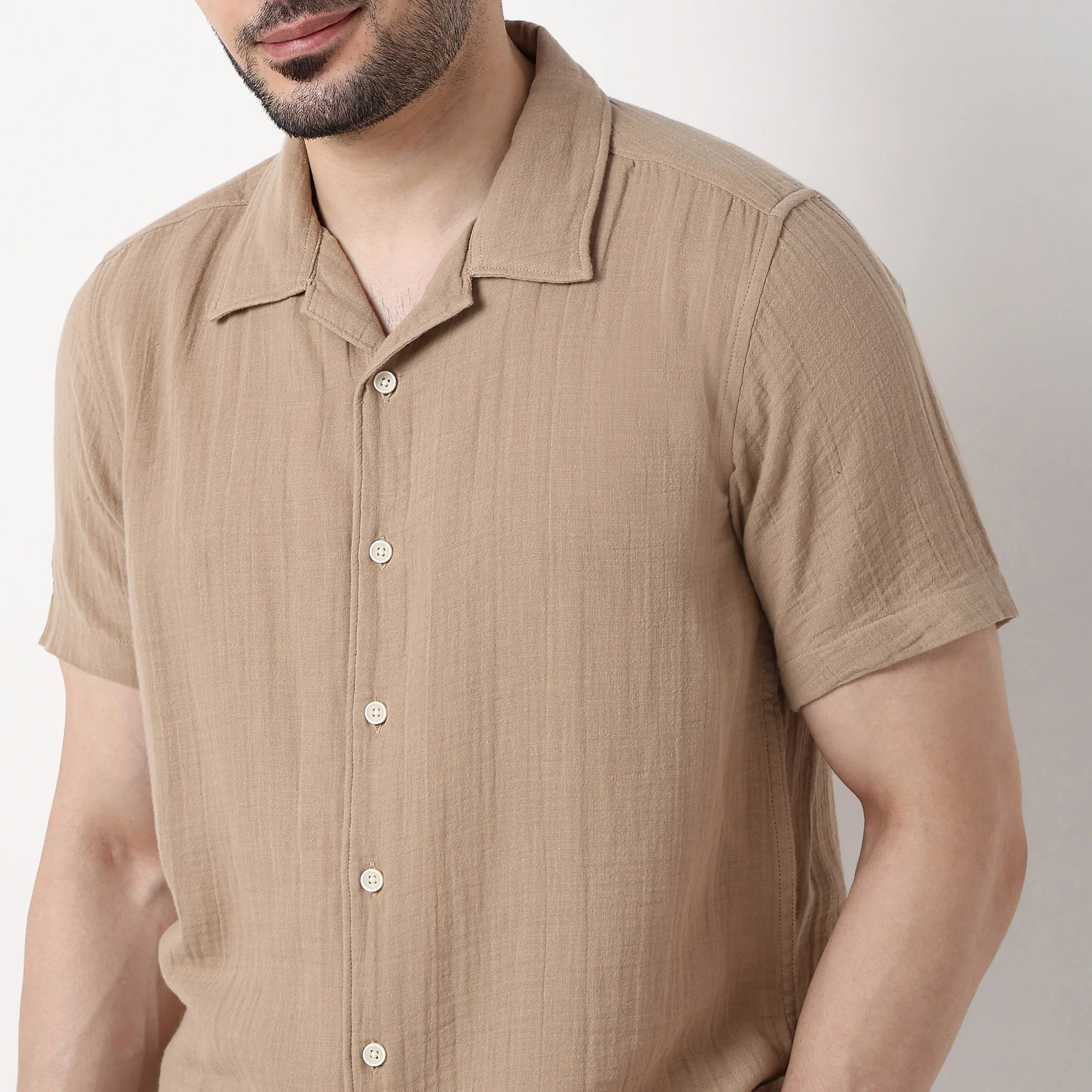 Mens Solid Cuban Shirt - Image 4
