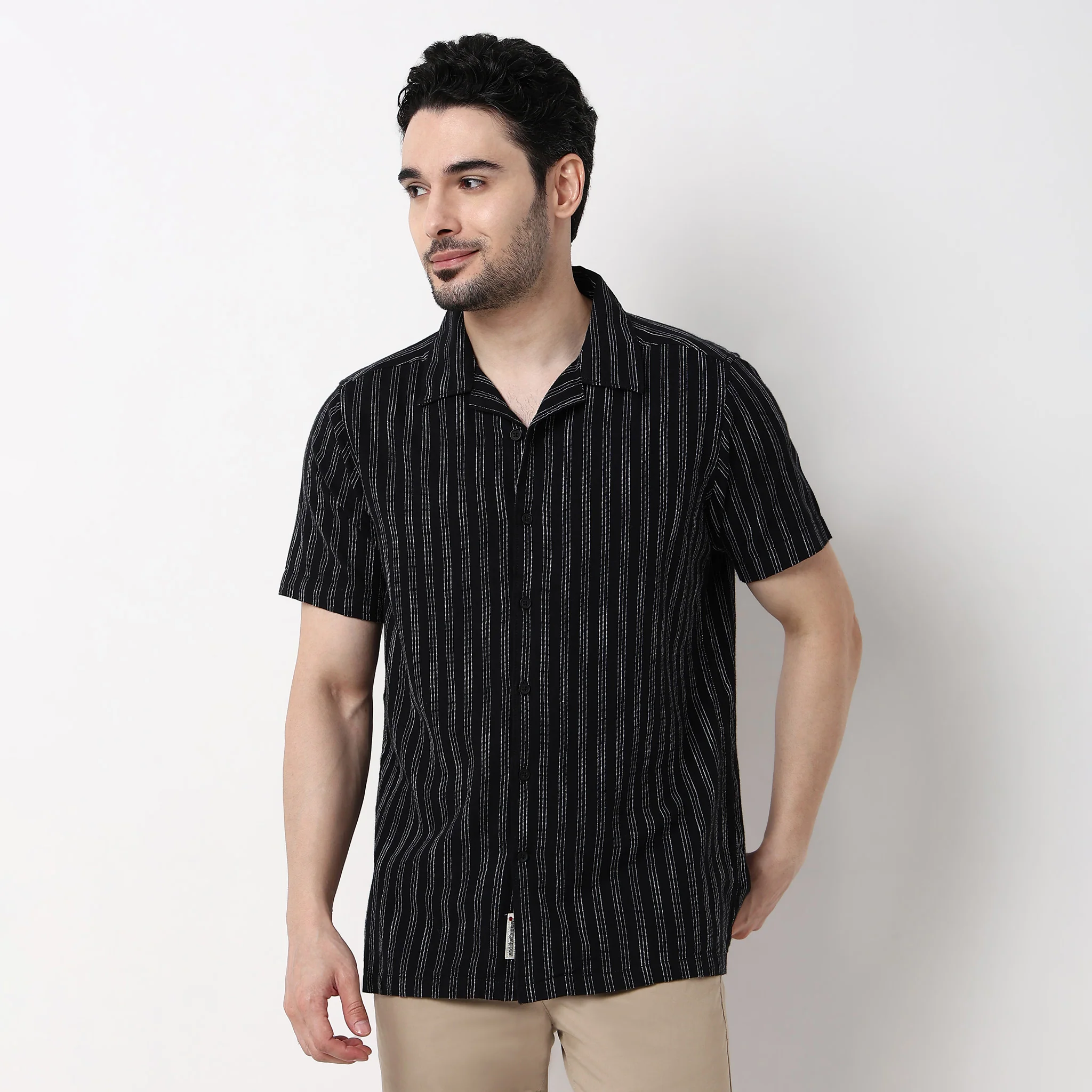 Mens Solid Cuban Shirt - Image 2