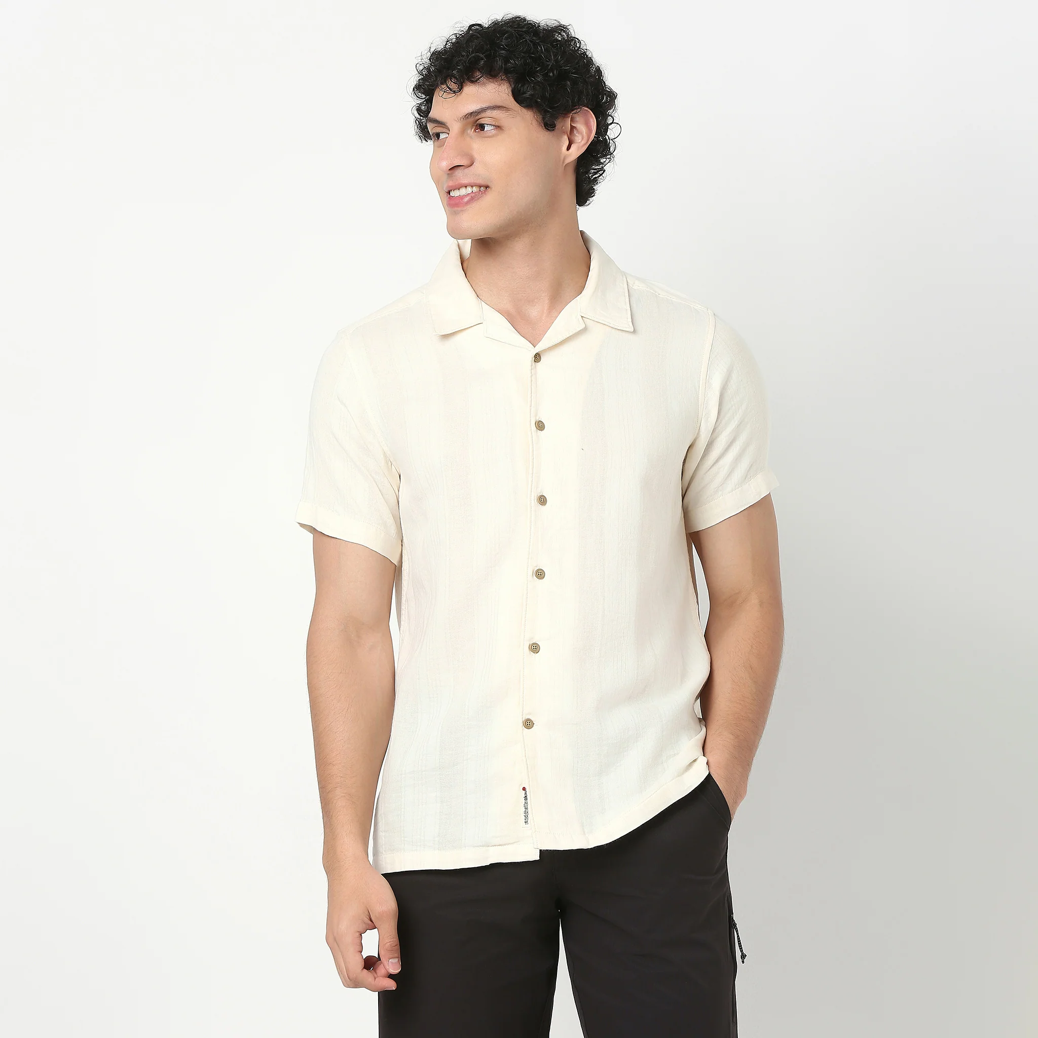 Mens Solid Cuban Shirt - Image 2