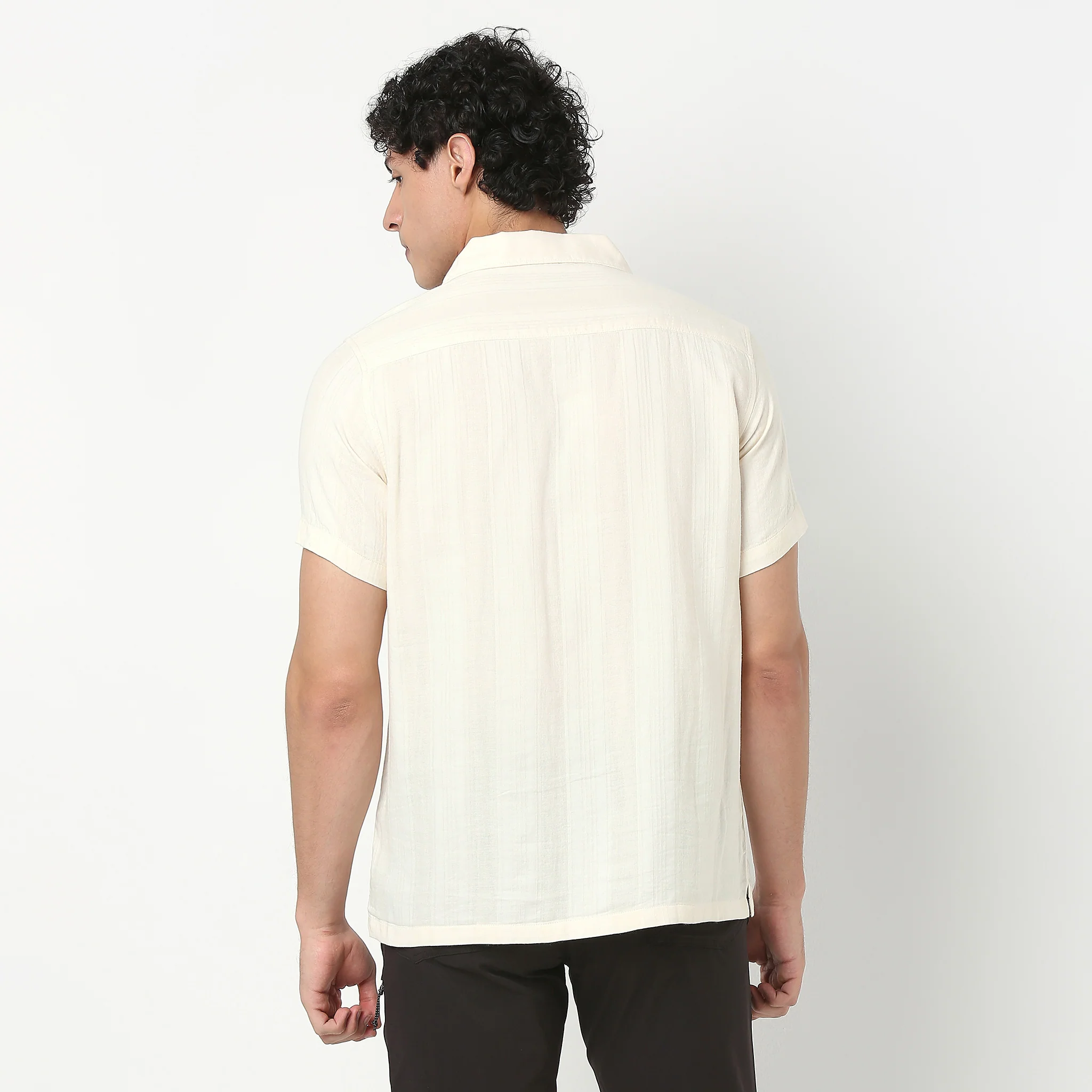 Mens Solid Cuban Shirt - Image 3