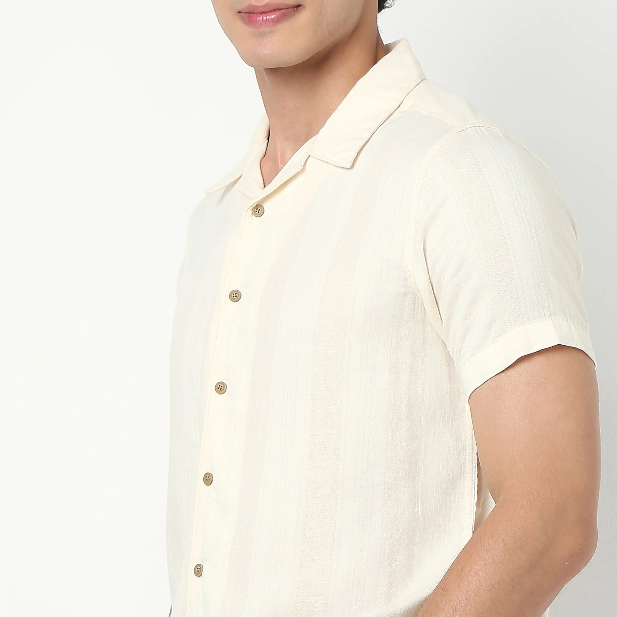 Mens Solid Cuban Shirt - Image 4