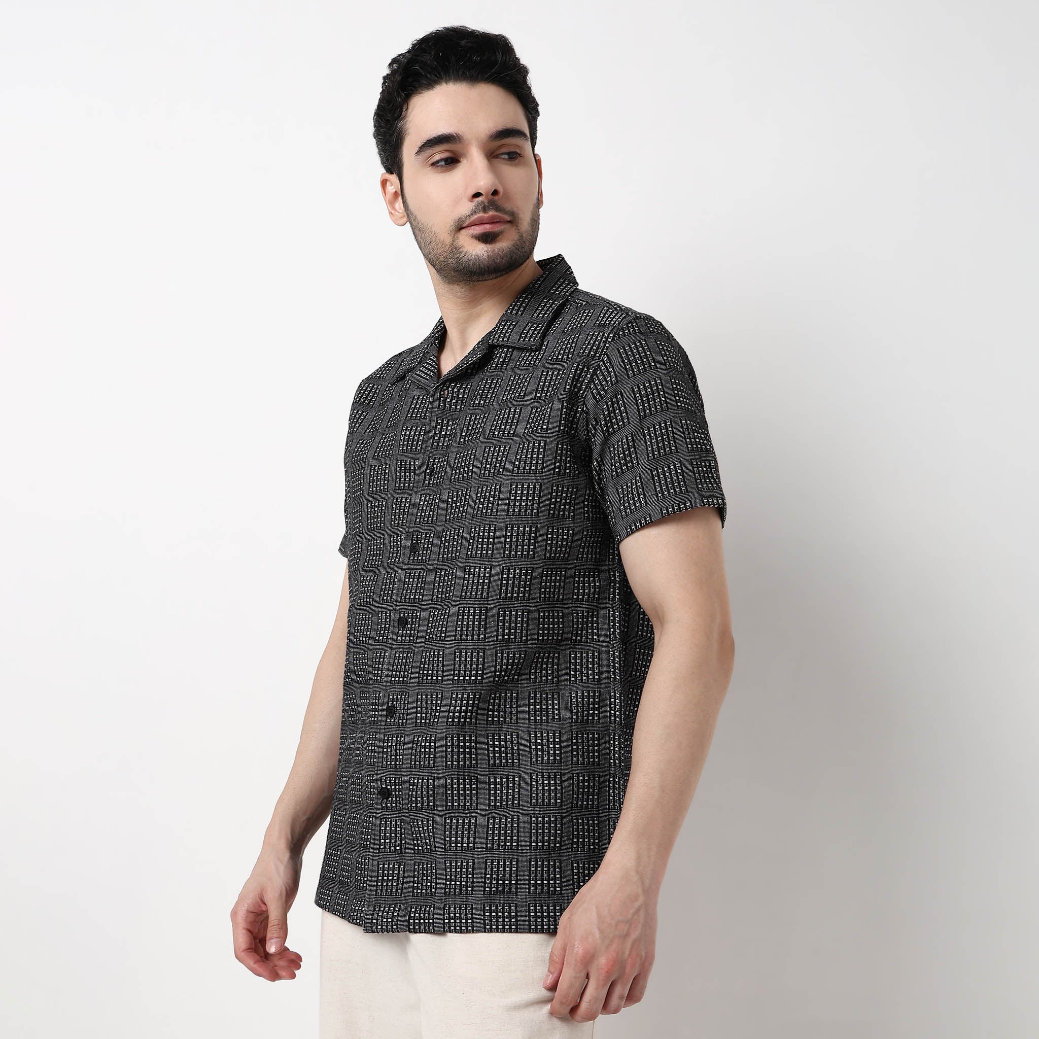 Mens Solid Cuban Shirt - Image 5
