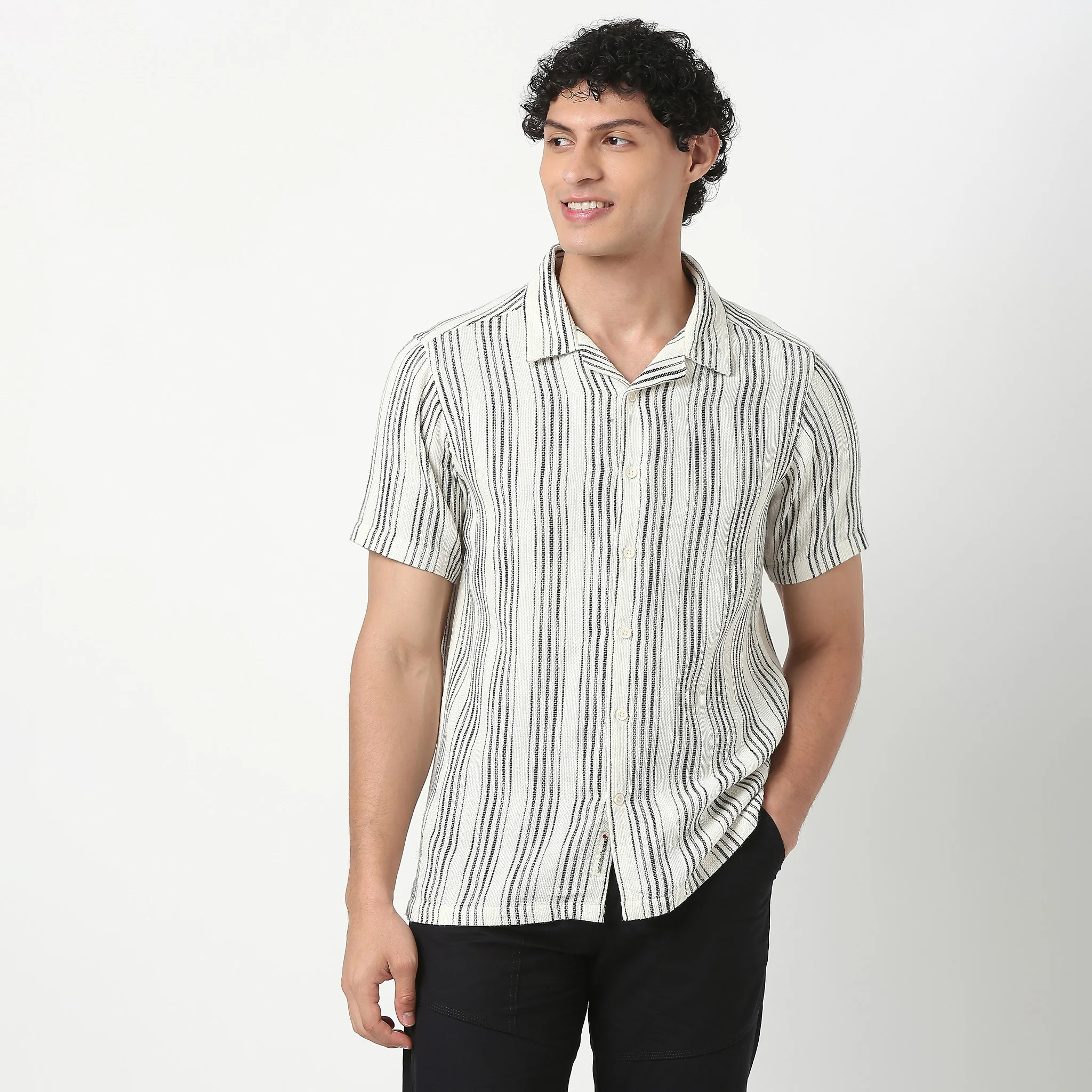 Mens Solid Cuban Shirt - Image 2