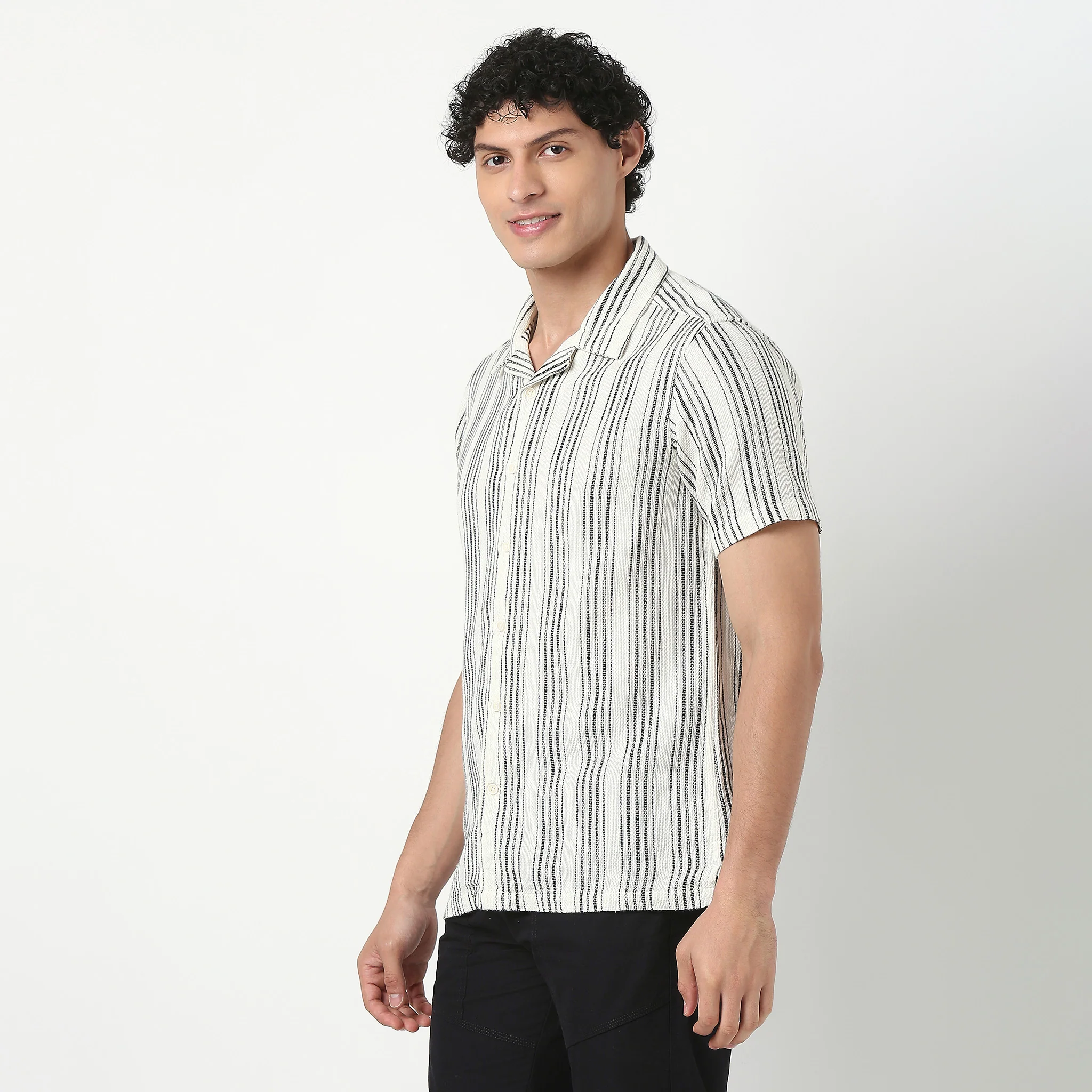 Mens Solid Cuban Shirt - Image 5