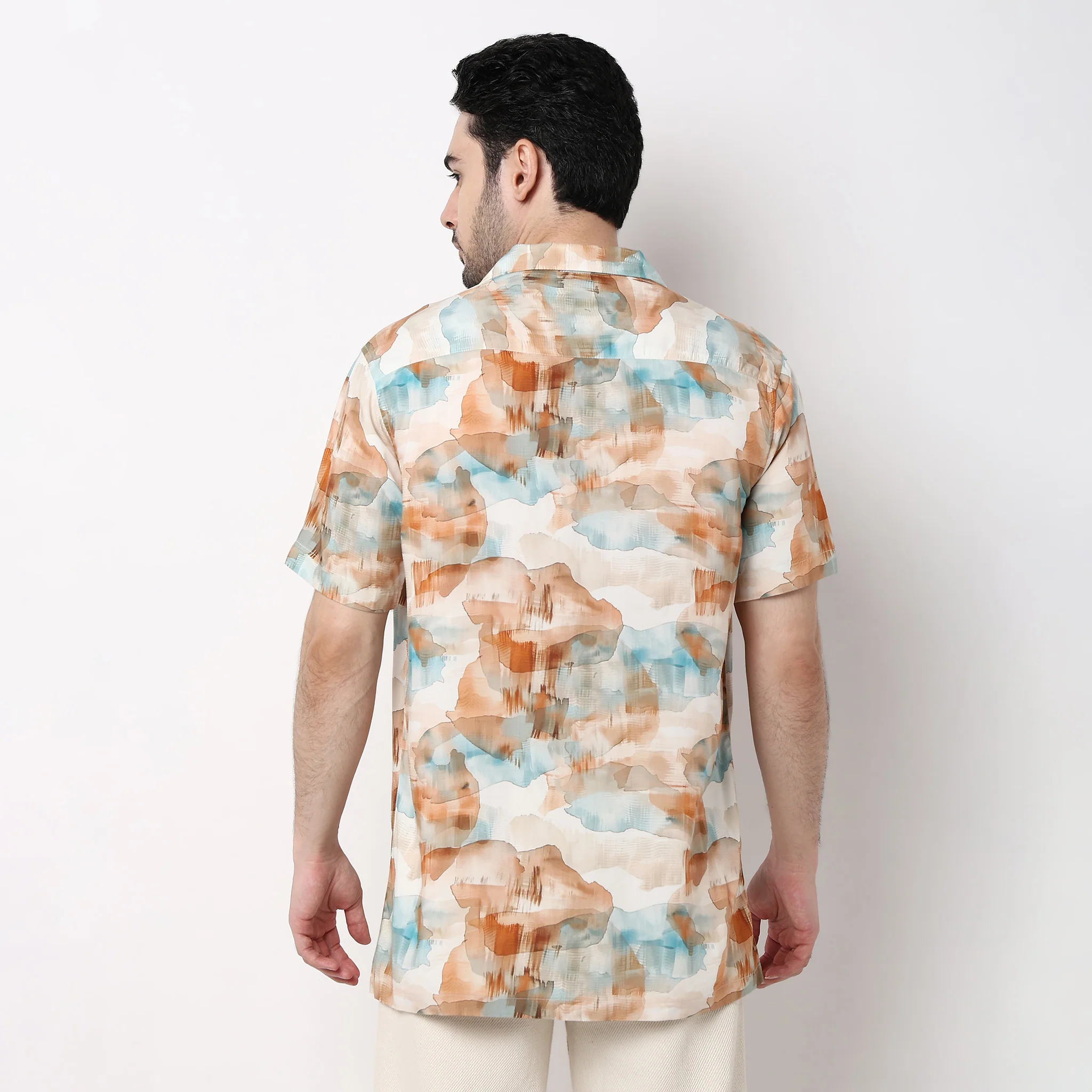 Mens Textured Cuban Shirt - Image 3