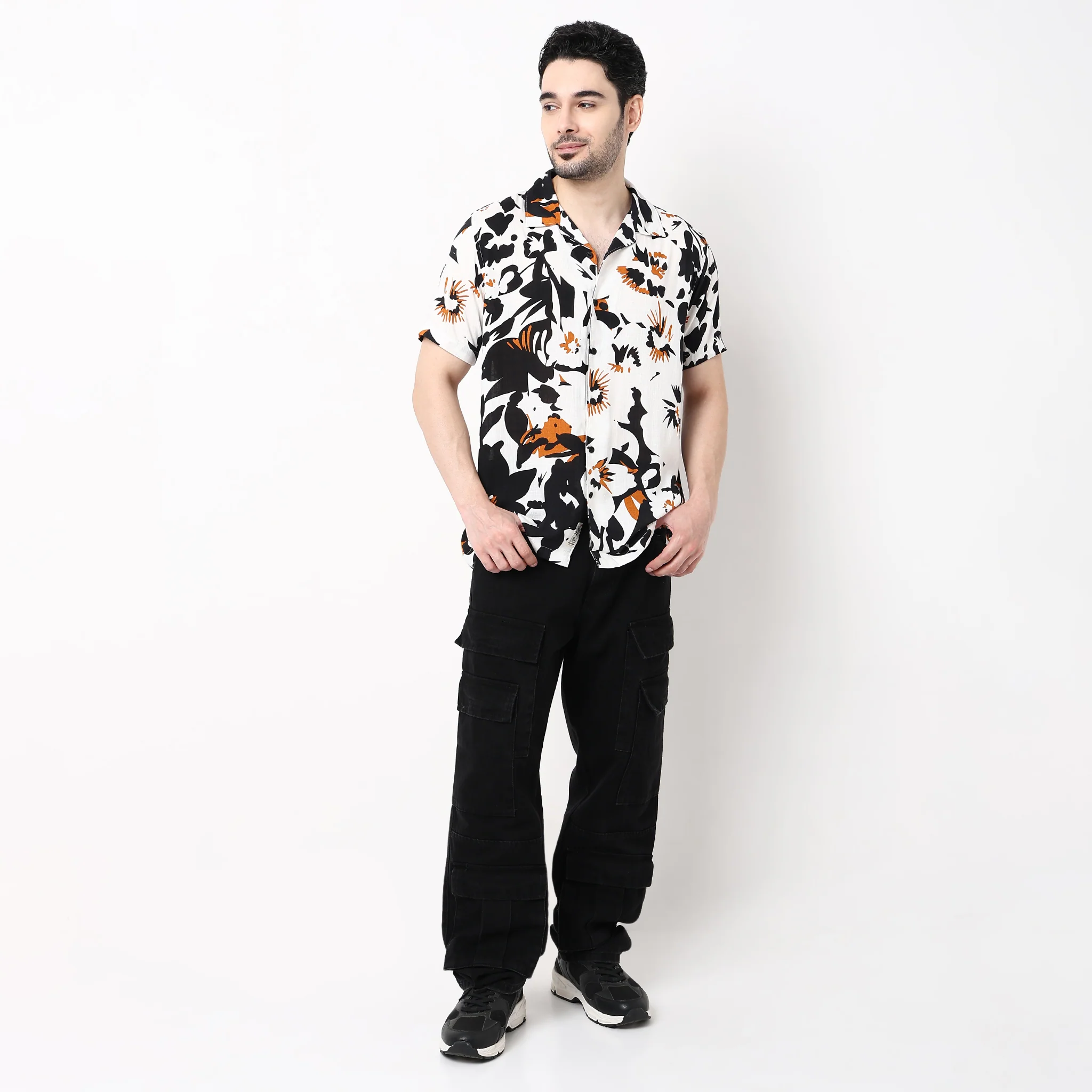 Mens Textured Cuban Shirt - Image 2