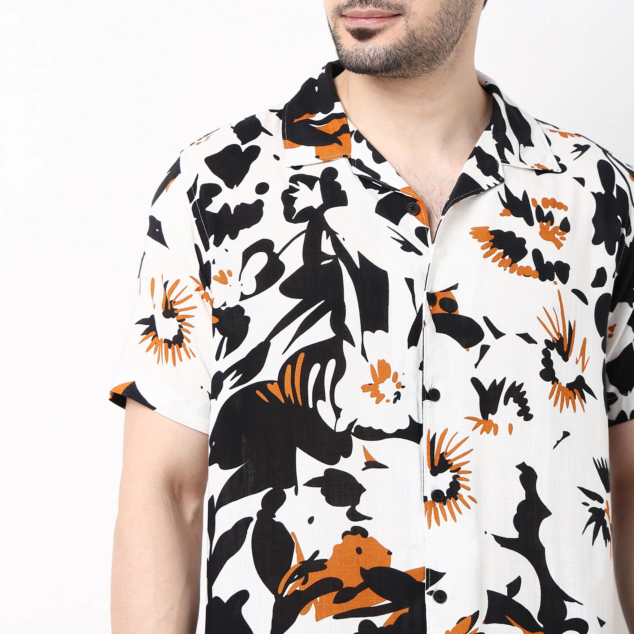 Mens Textured Cuban Shirt - Image 4