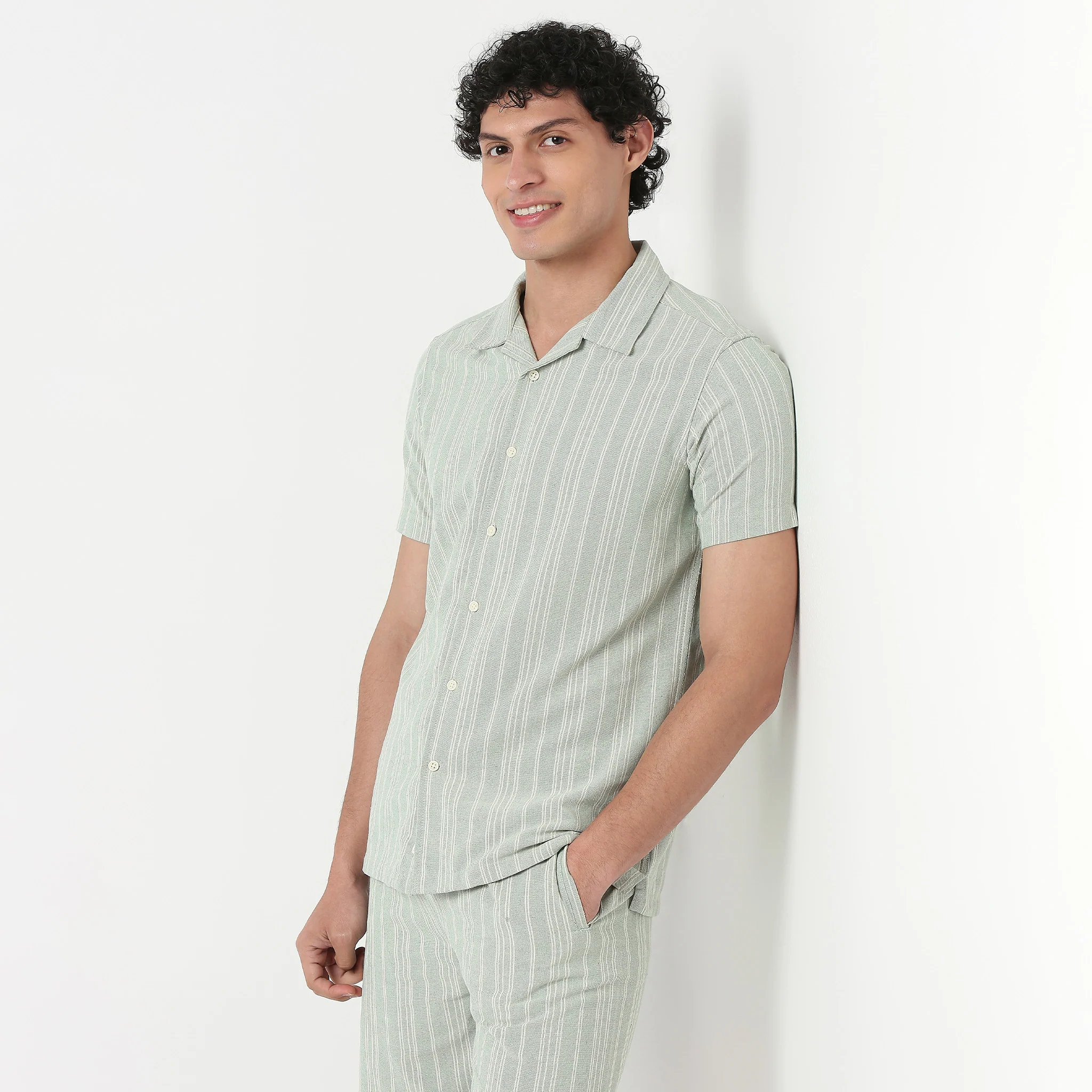 Mens Yarn Dyed Cuban Shirt - Image 5