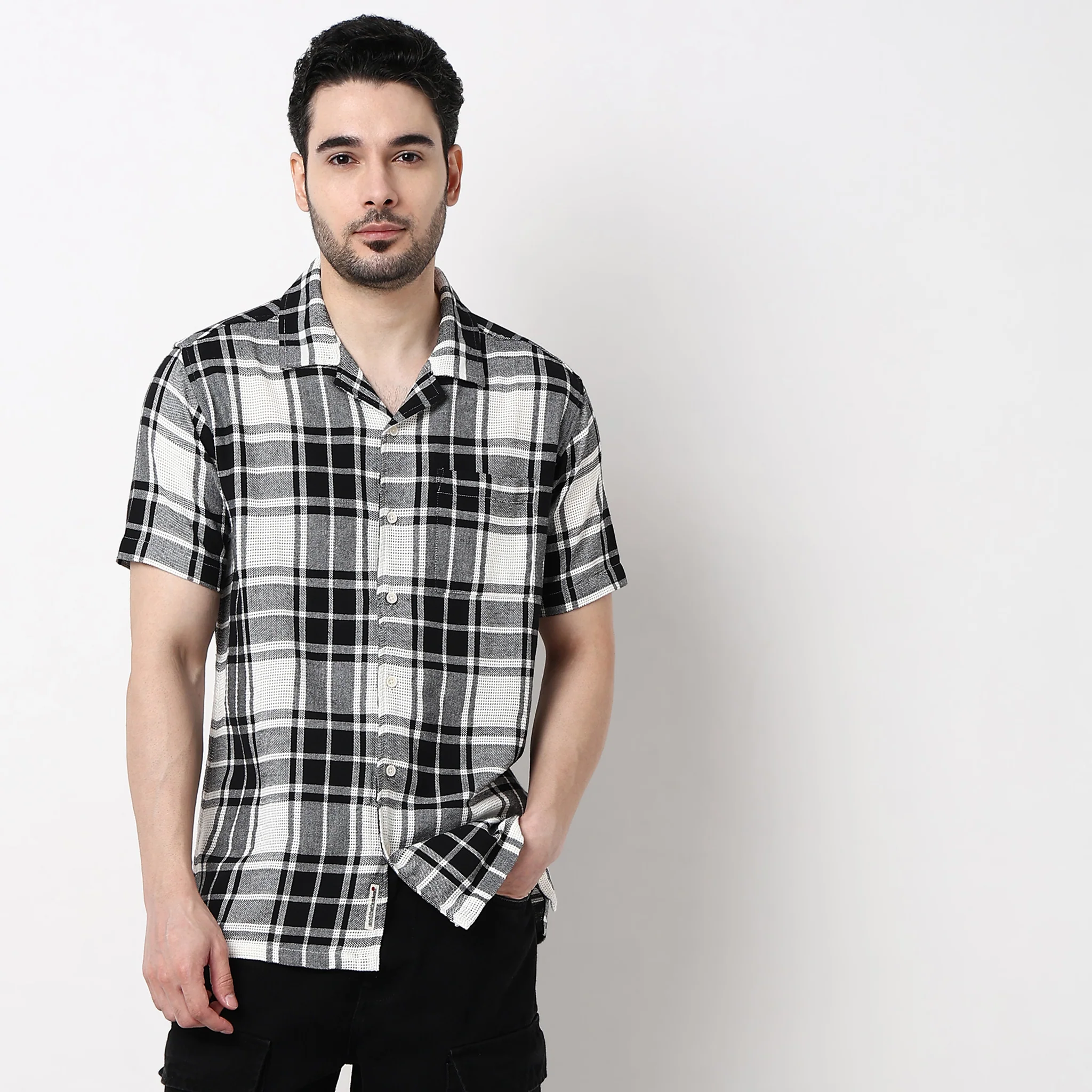 Mens Yarn Dyed Cuban Shirt - Image 2