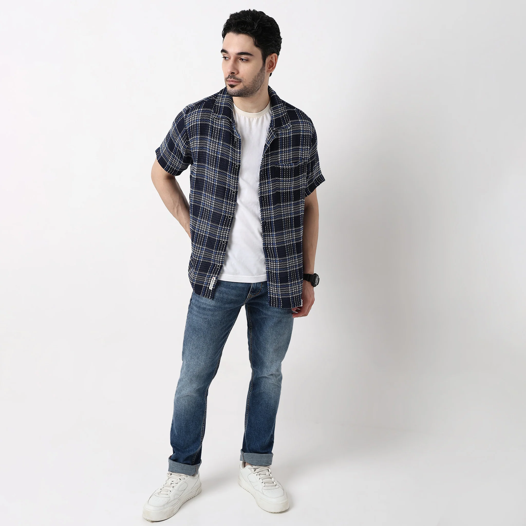 Mens Yarn Dyed Cuban Shirt