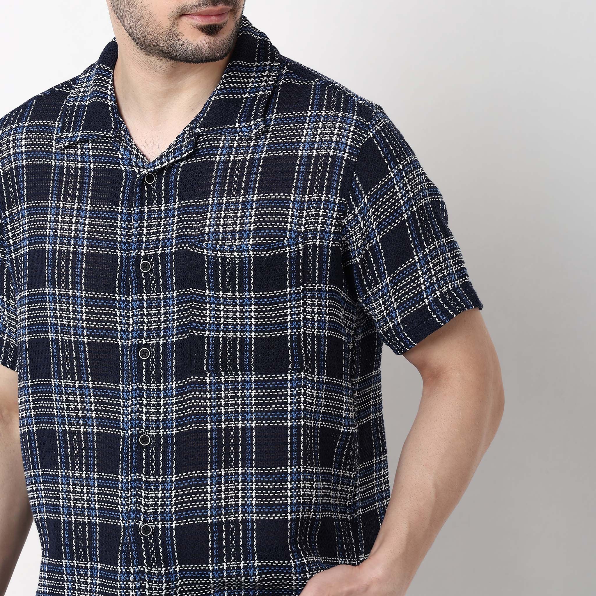 Mens Yarn Dyed Cuban Shirt - Image 4