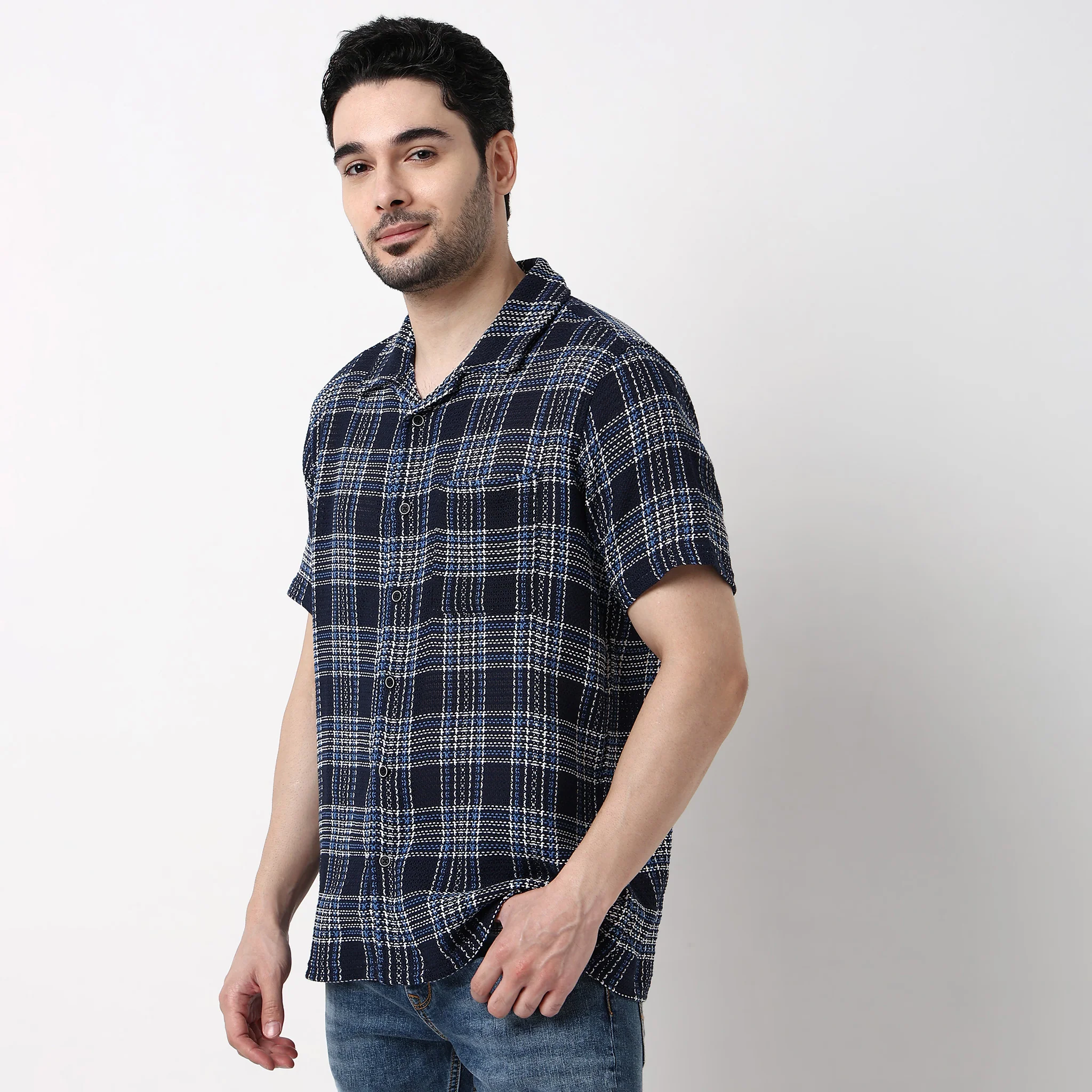 Mens Yarn Dyed Cuban Shirt - Image 5