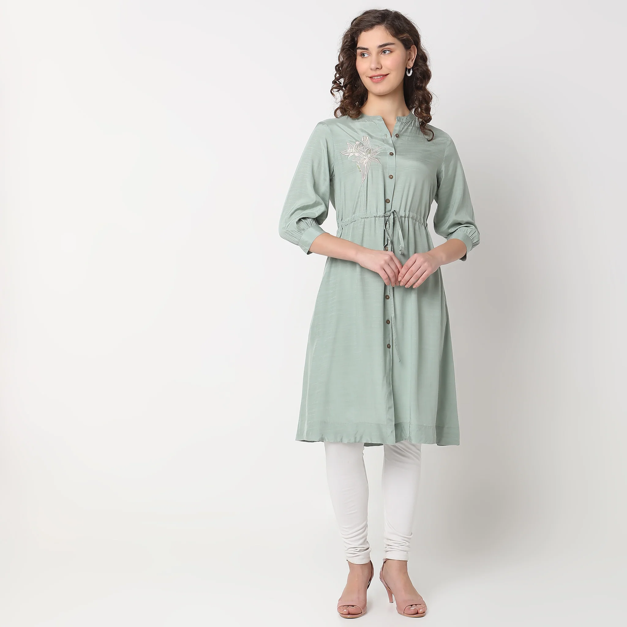 Mid Flare Embroidered Kurta - Image 2
