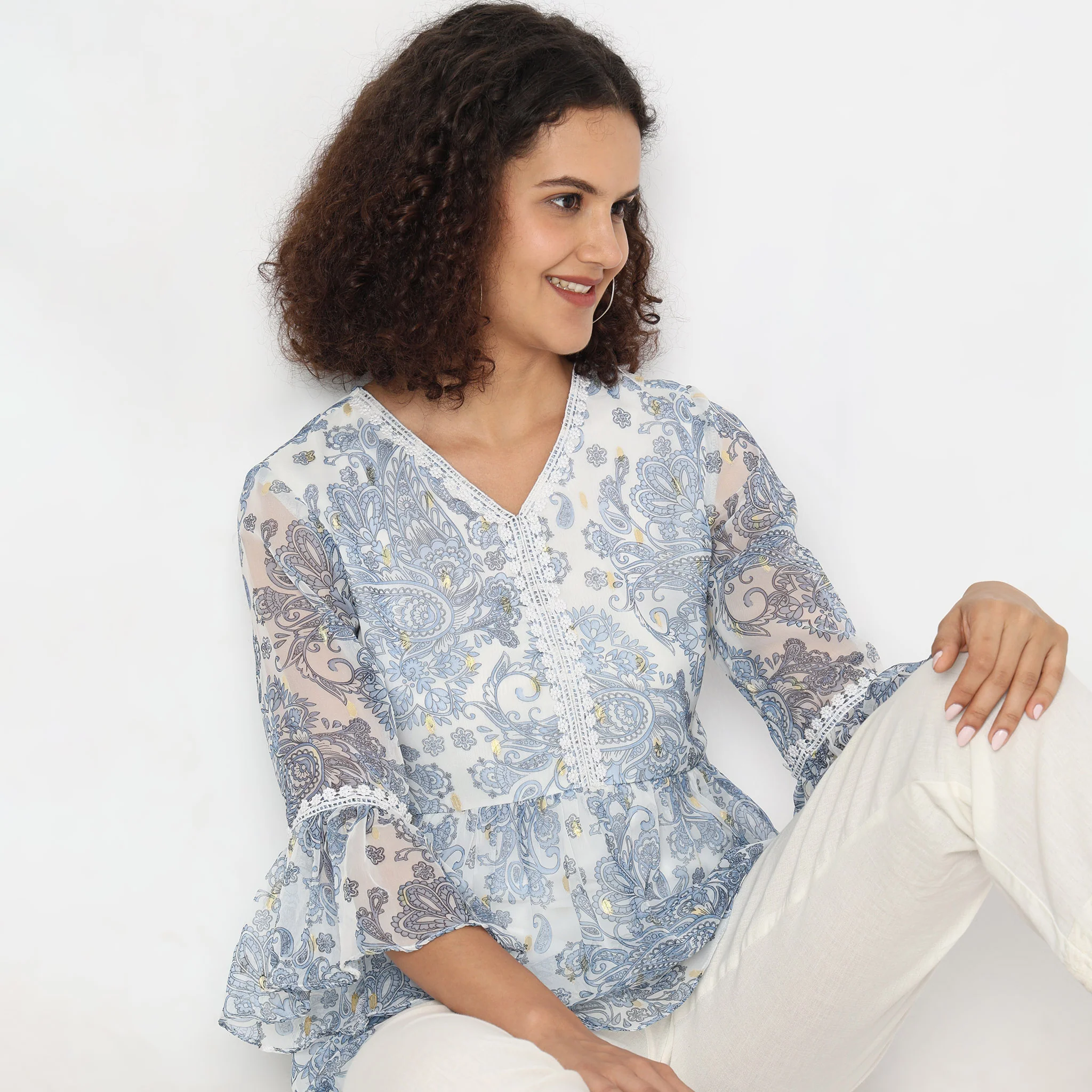 Mid Flare Printed Top - Image 5