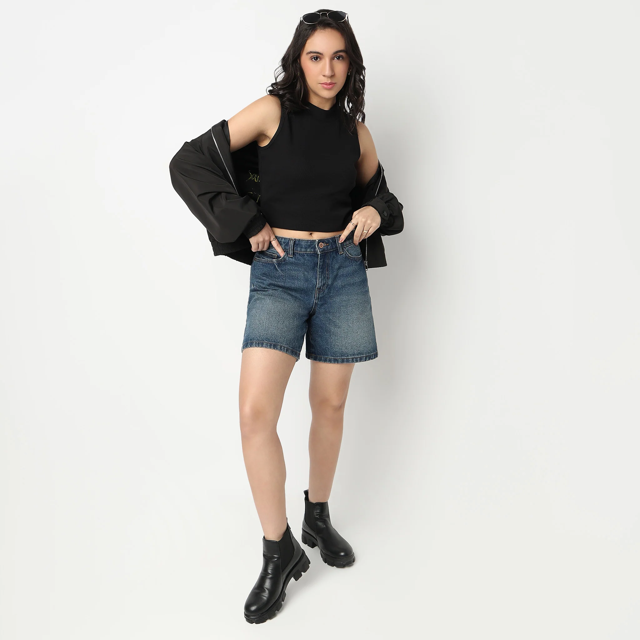 Mock Turtle Neck Cropped T-Shirt - Image 2